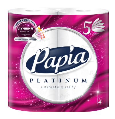 PAPIA PLATINUM Туалетная бумага 5 слоя, 4 рул