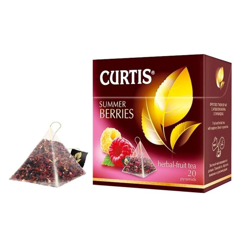 Чайный напиток Curtis Summer Berries с кусочками ягод и фруктов и ароматом малины, к/у, 20 х 1.7г