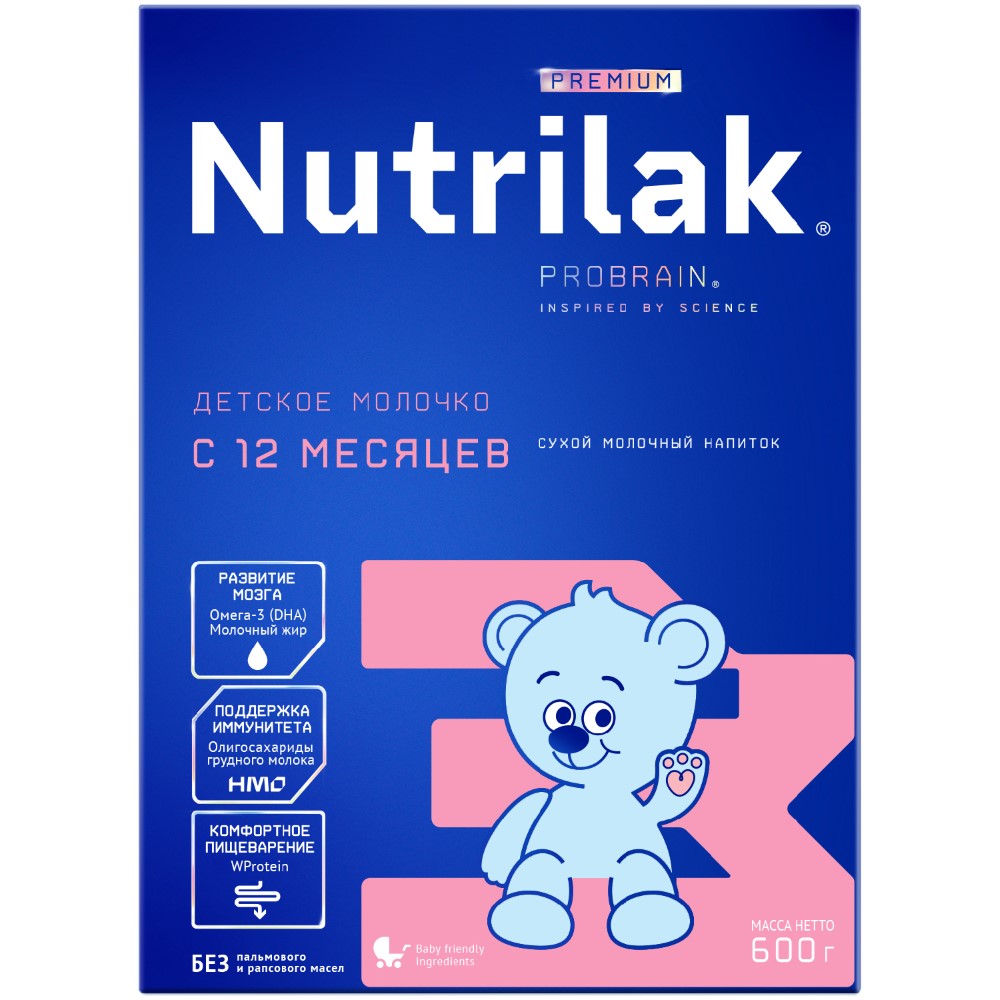 NUTRILAK Premium 3 600г - Молочный Напиток с 12 мес с Пребиотиками 600г