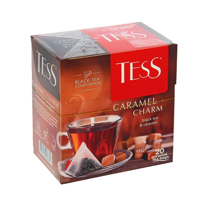 Чай Tess "Caramel Charm", черный с карамелью, 20 пирамидок по 1.8г