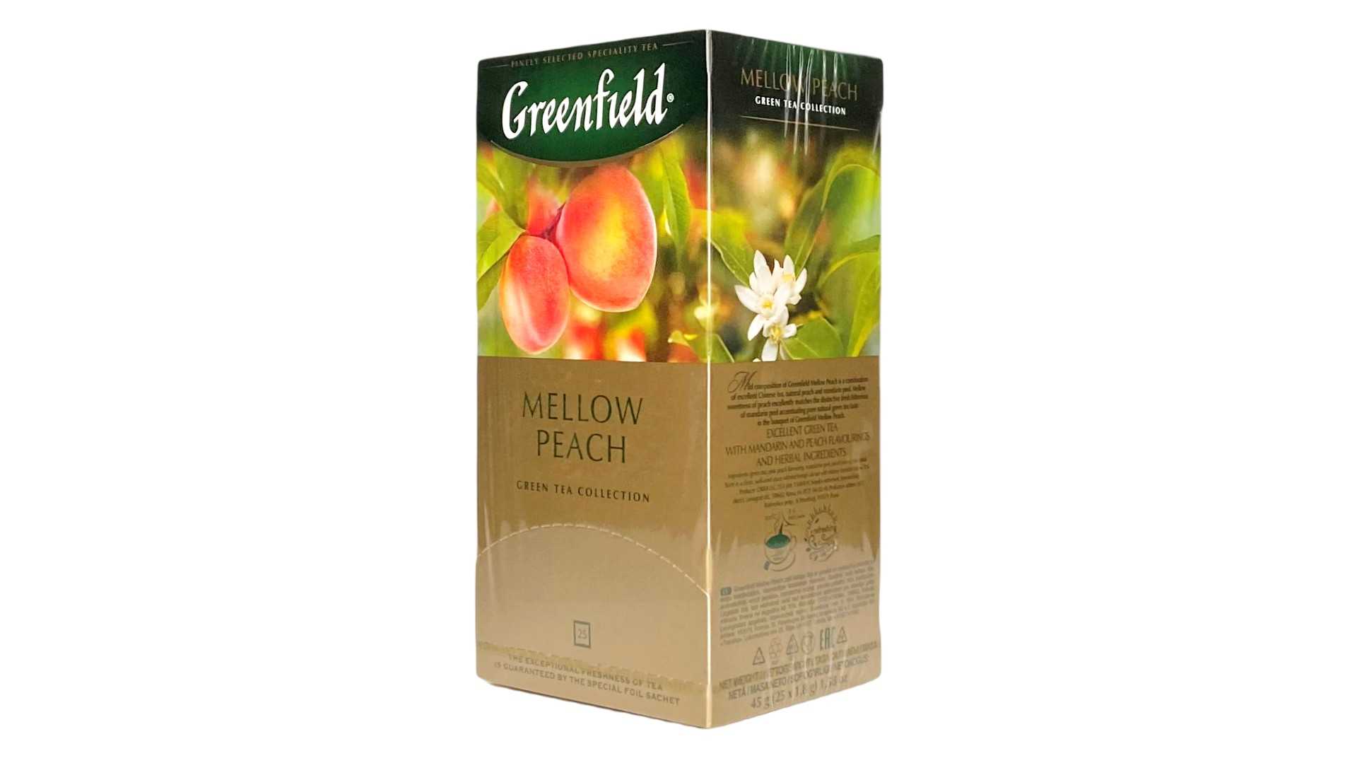 Чай Greenfield Mellow Peach зеленый с ароматом персика и мандарина и растительными компонентами 25шт