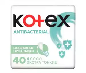 Kotex Прокладки Ежедневные Антибактериальные Экстра тонкие 40шт