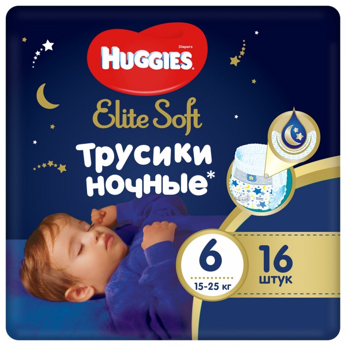 Huggies Elite Soft Ночные Трусики-Подгузники 6 16шт 15-25кг