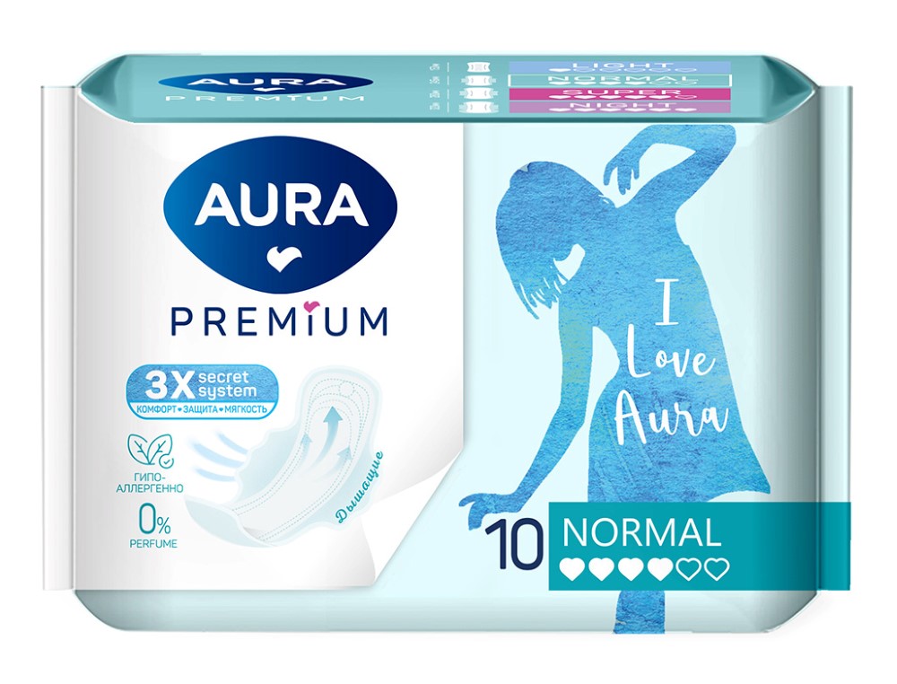 AURA Premium Прокладки женские гигиенические NORMAL 10шт
