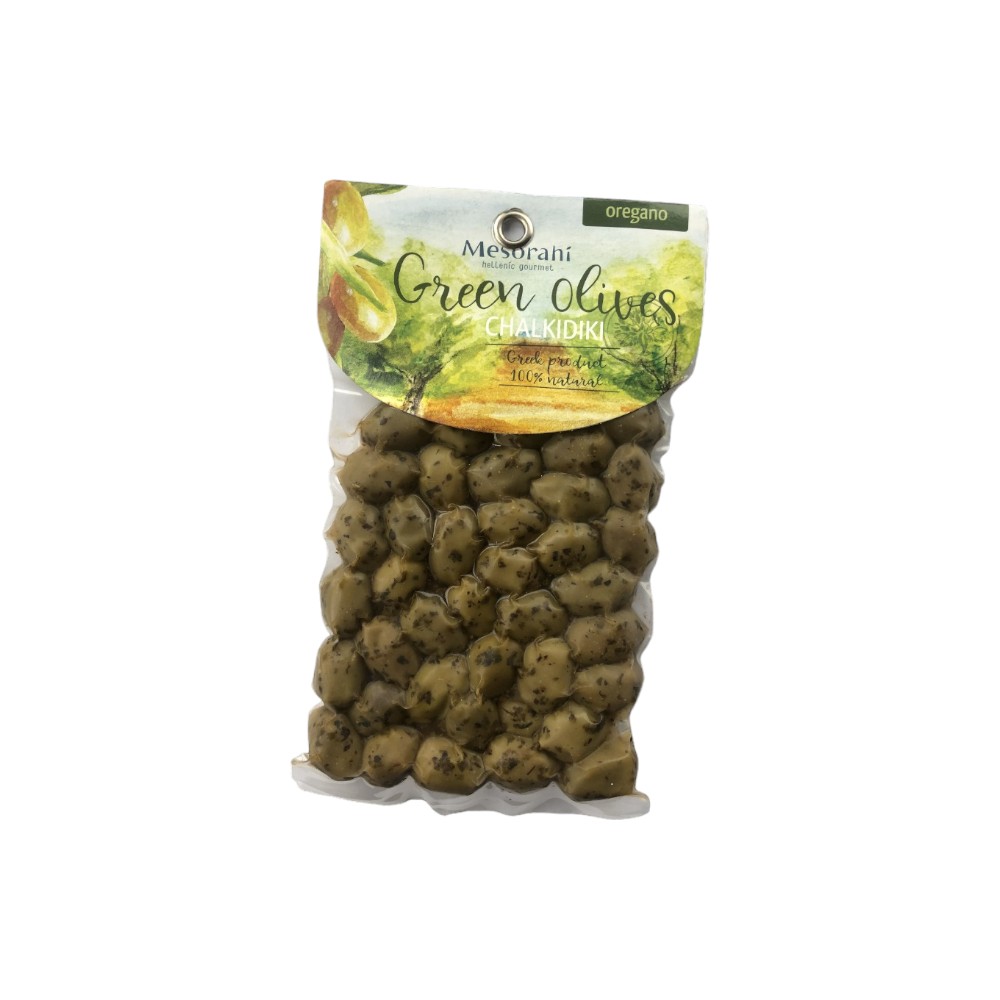 MESORAHI Зеленые оливки с орегано 250 гр вакуум MESORAHI
