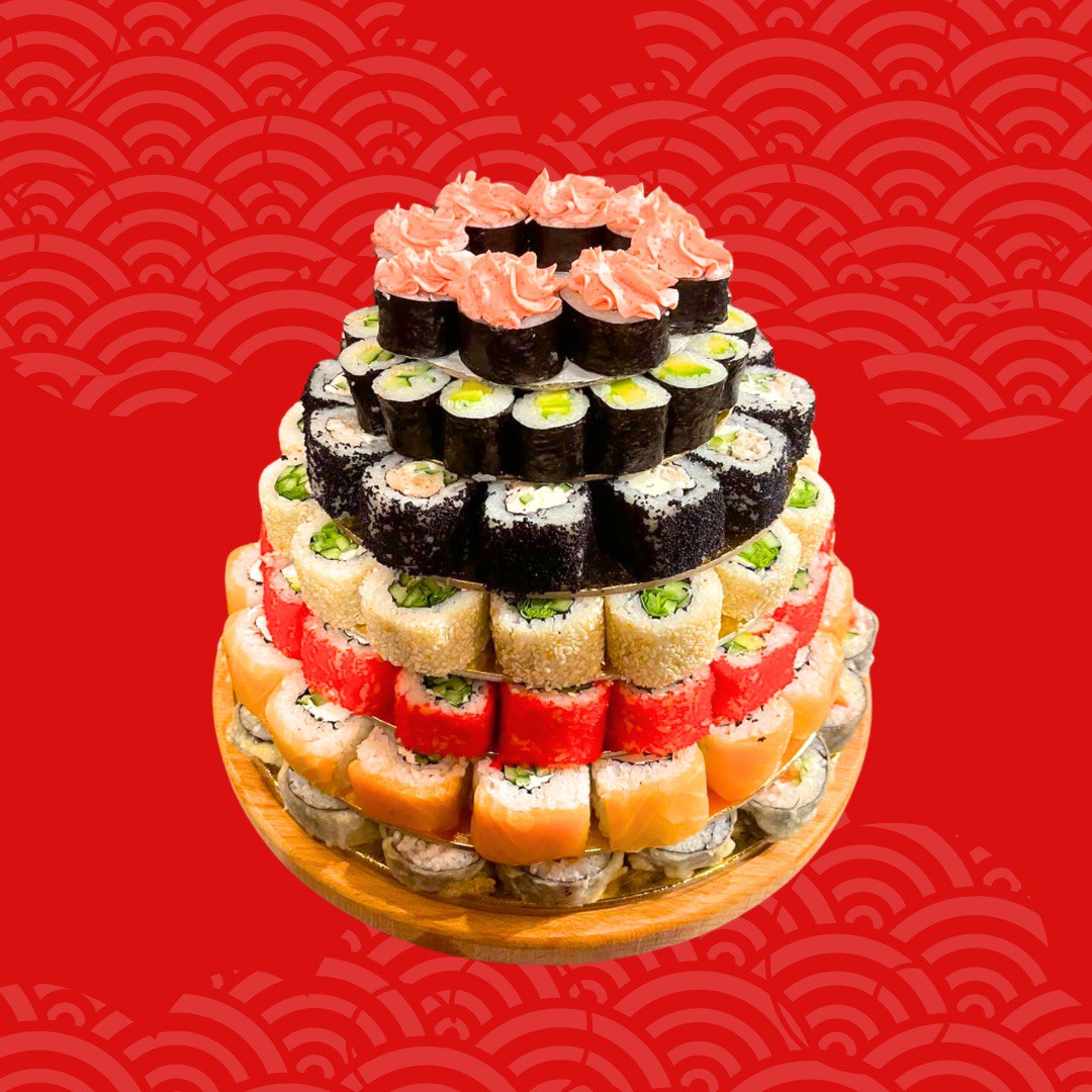 Торт из ролл и суши