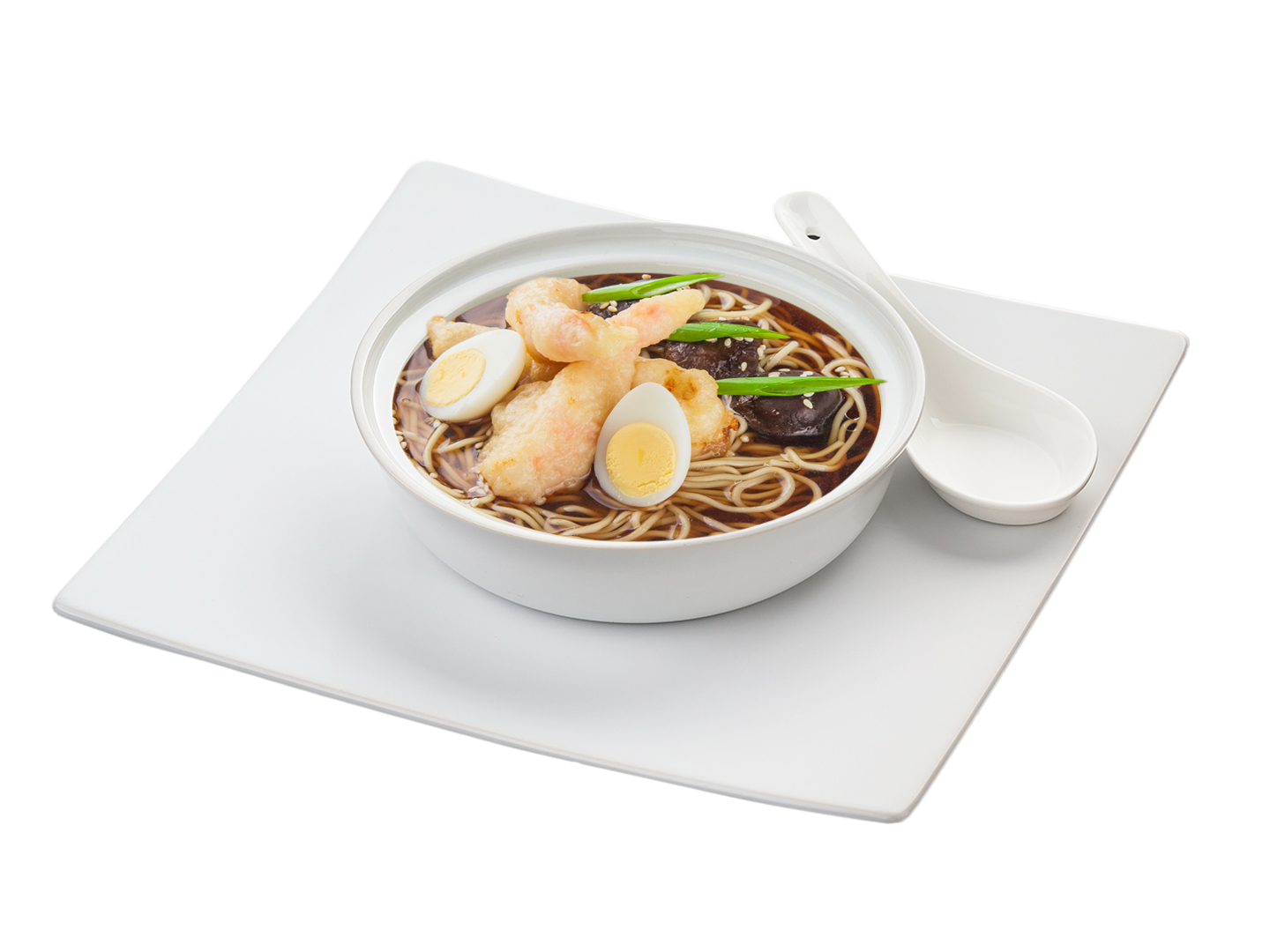 Суп лапша с креветками темпура