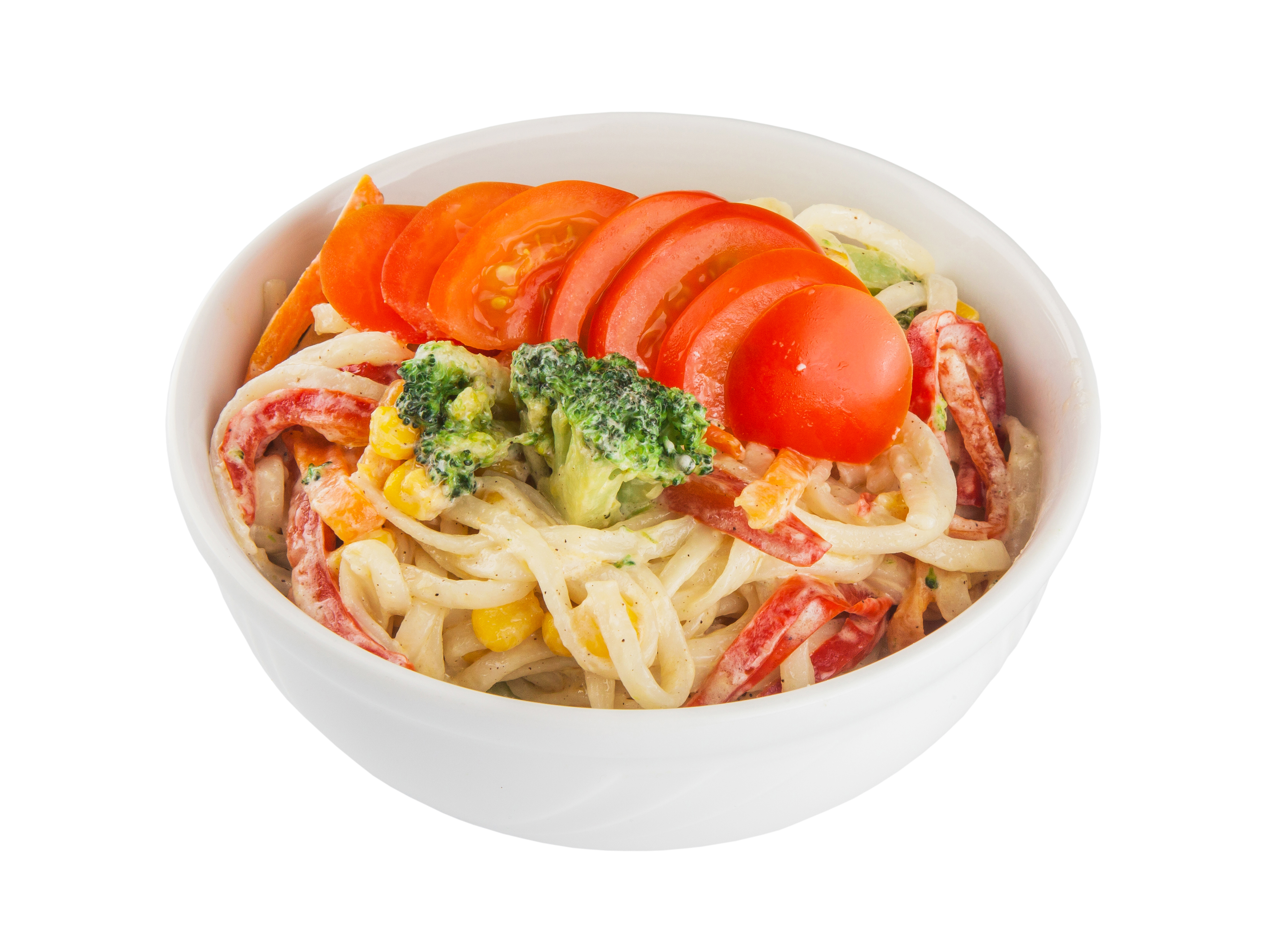 Лапша с овощами в сливках