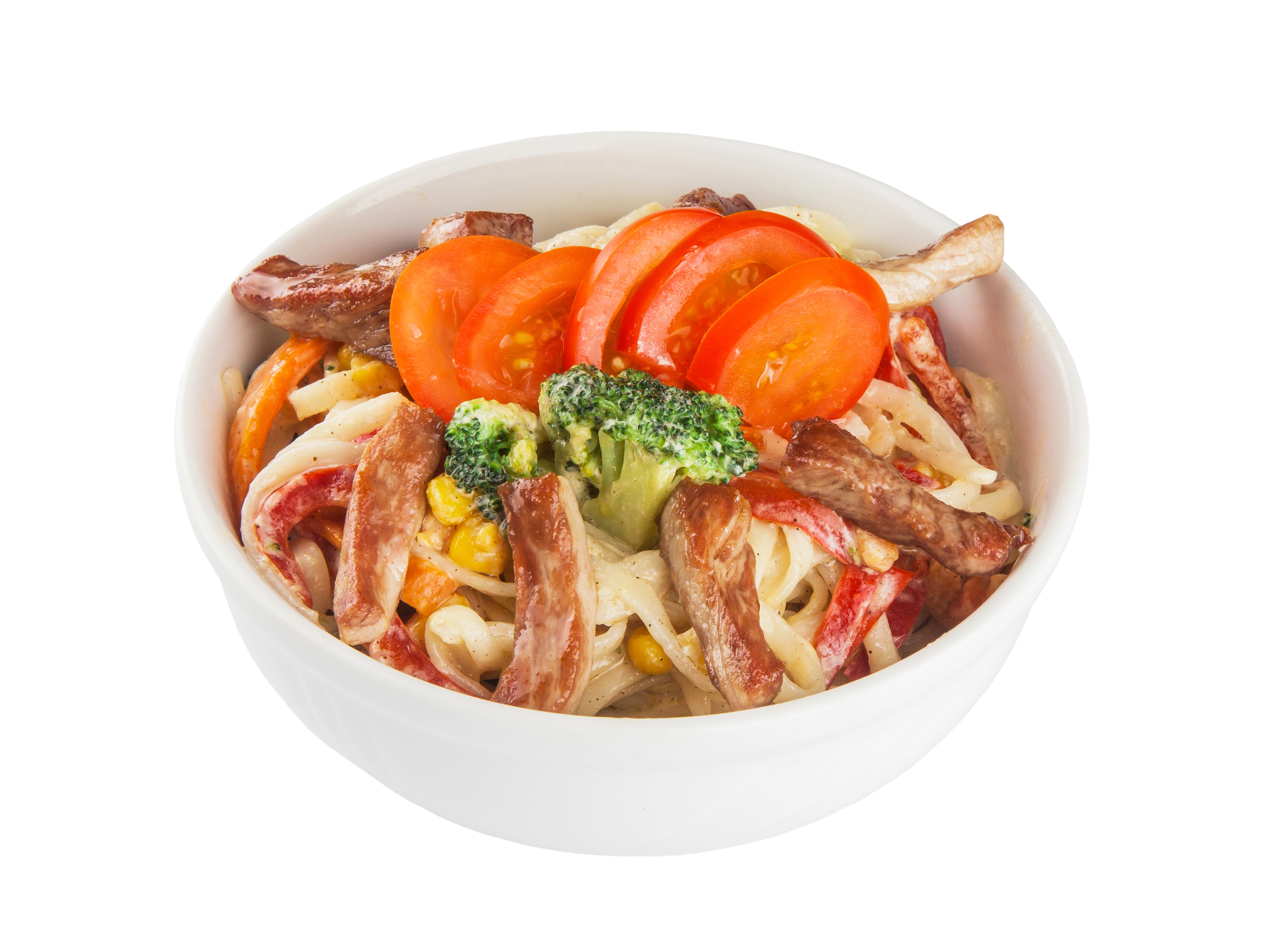 Лапша со свининой в сливках