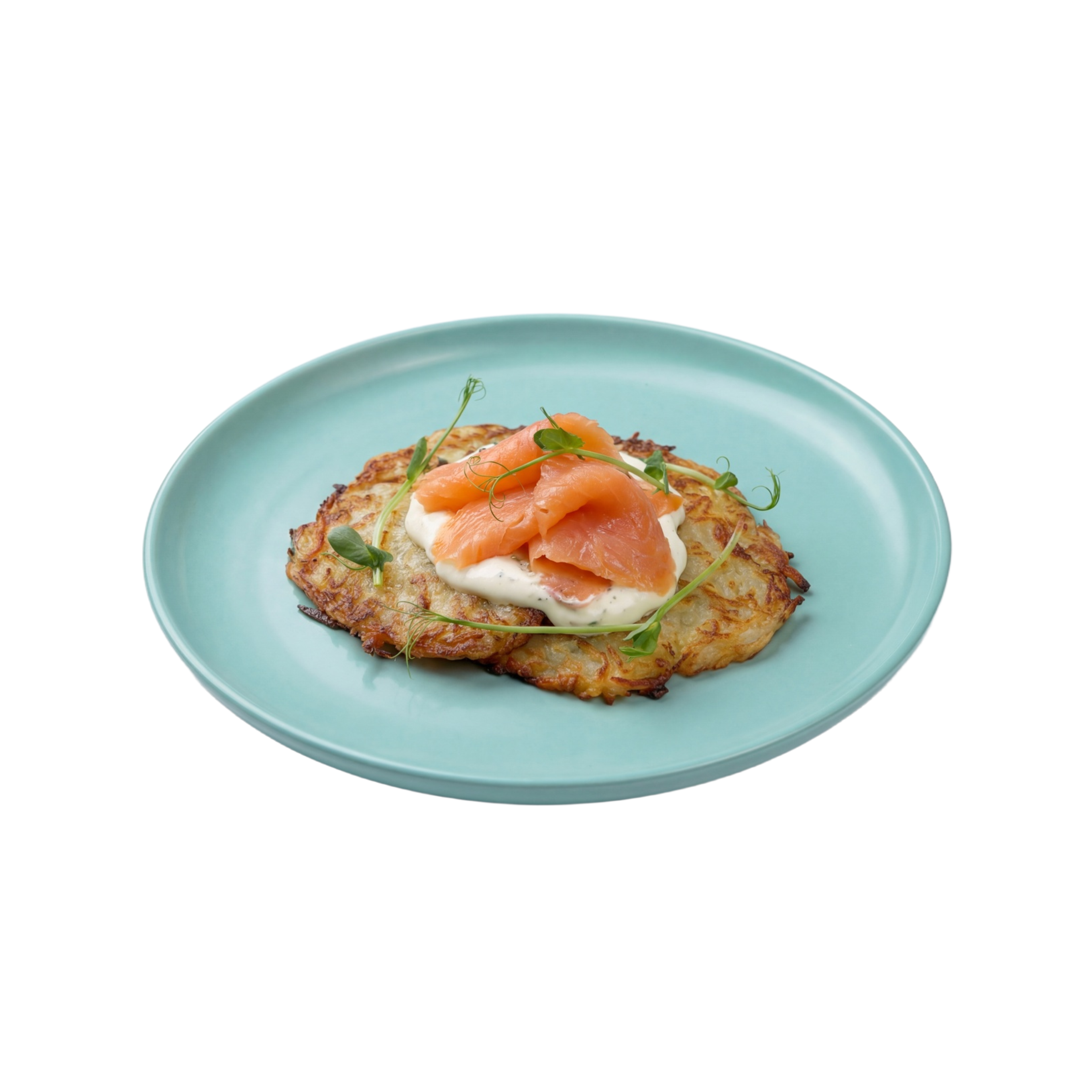 Драники с лососем и сливочным соусом