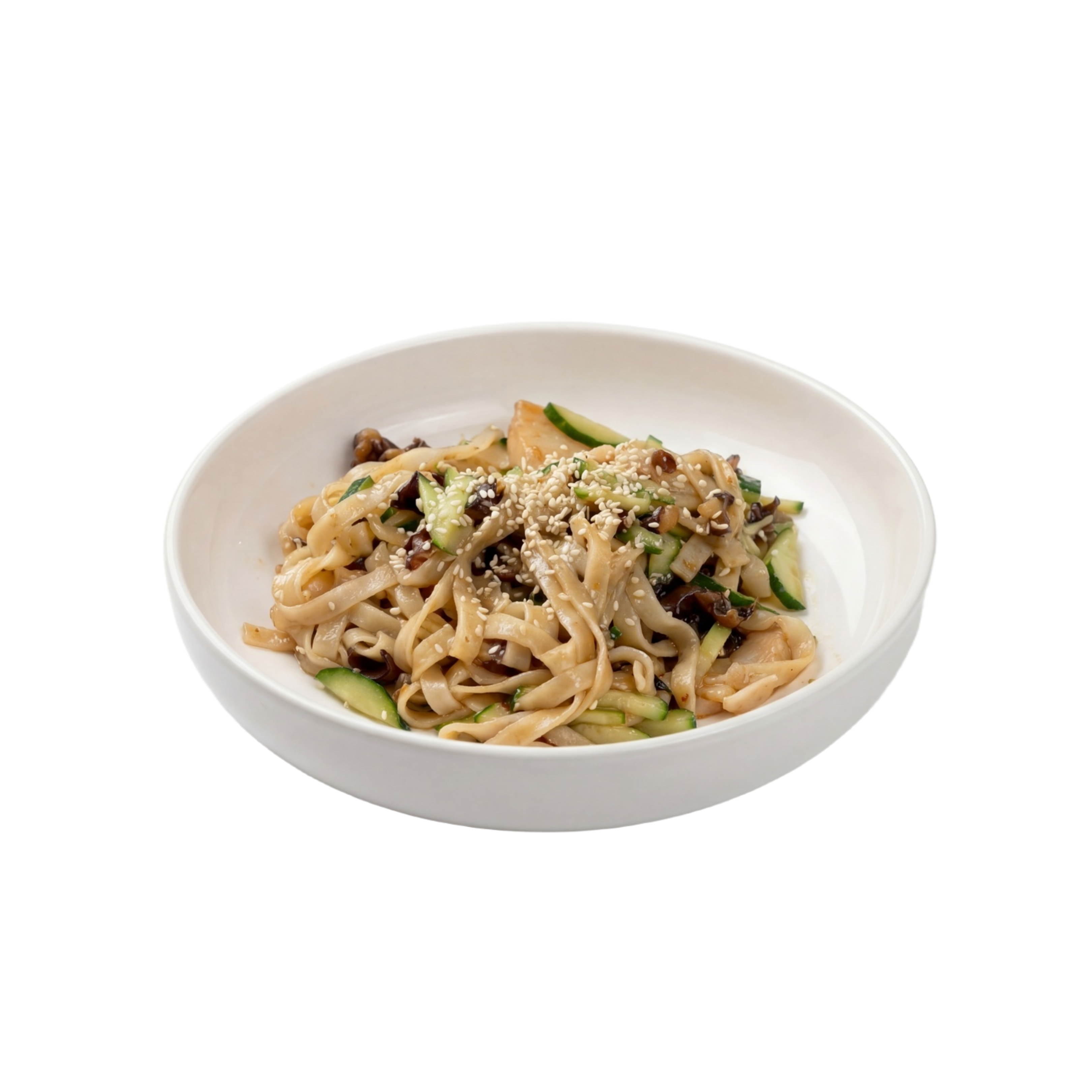 Удон с морепродуктами и огурцом