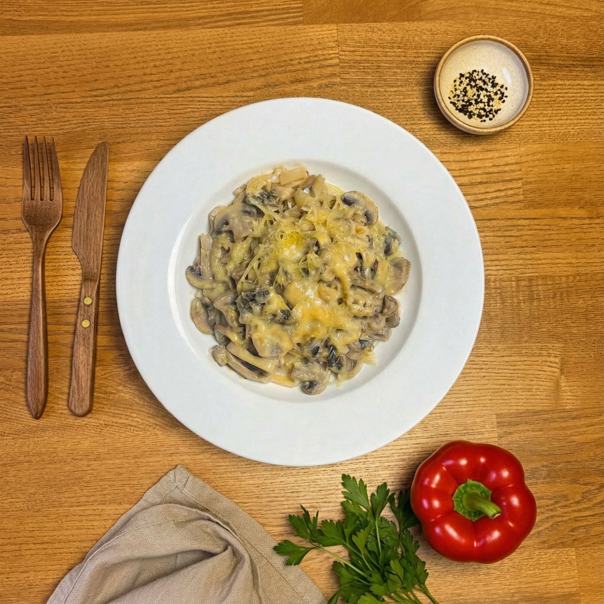 Паста с белыми грибами