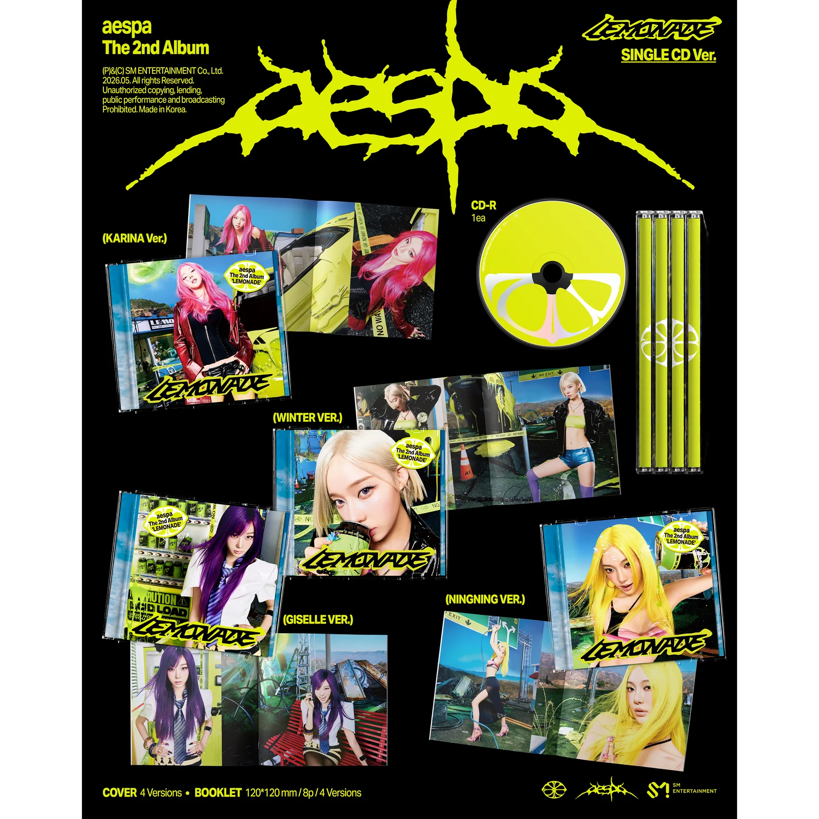 ОФИЦИАЛЬНЫЙ K-pop альбом AESPA LEMONADE (SINGLE CD Ver.)