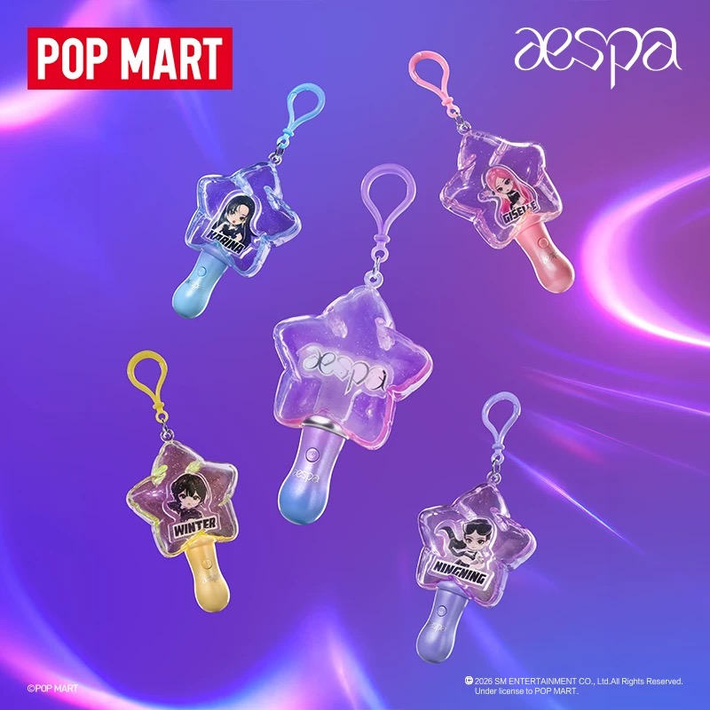 ОФИЦИАЛЬНЫЙ K-pop мерч AESPA & POP MART BUBBLE мини лайтстик SET