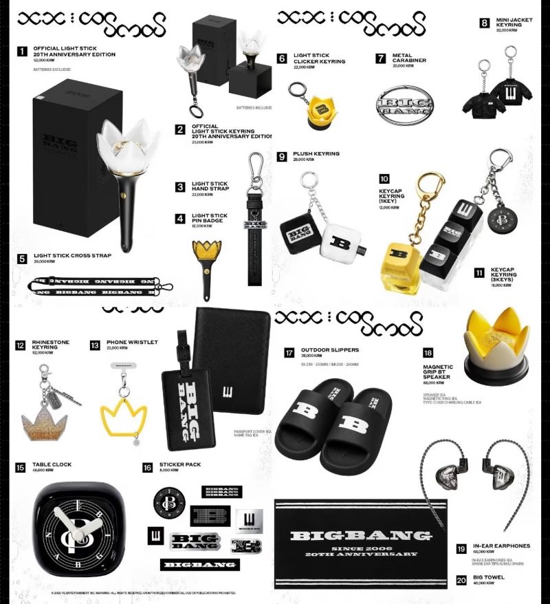 Мерч BIGBANG WORLD TOUR 2026-2027 XX:Cosmos