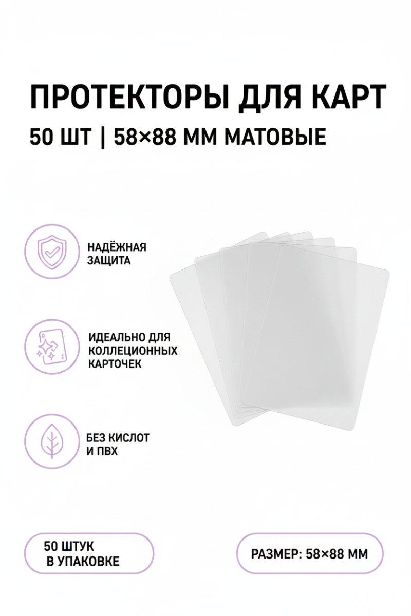 Протекторы для карт 50 шт | 58х88 матовые