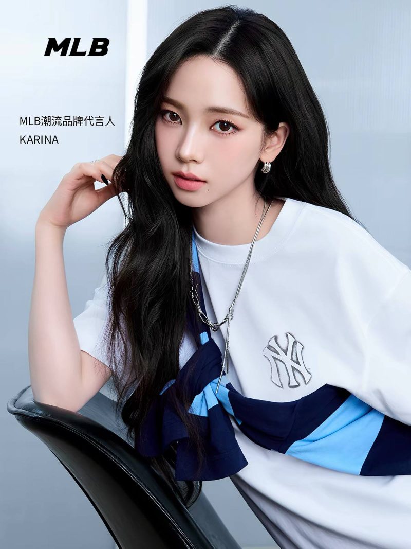 Карина AESPA х MLB Korea ОФИЦИАЛЬНАЯ КОЛЛАБОРАЦИЯ | Футболка NY | XS-2XL (CLO-AE-MBL-TSH-2)
