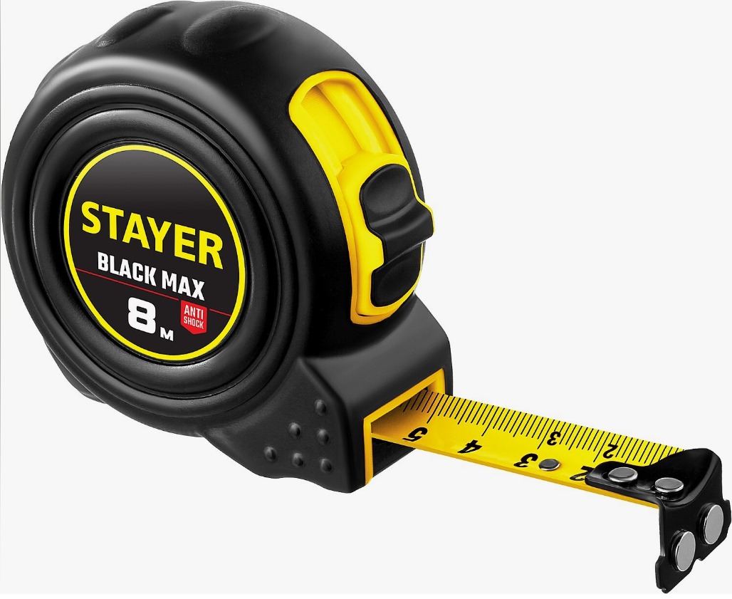 РУЛЕТКА STAYER BlackMax черная 8 м