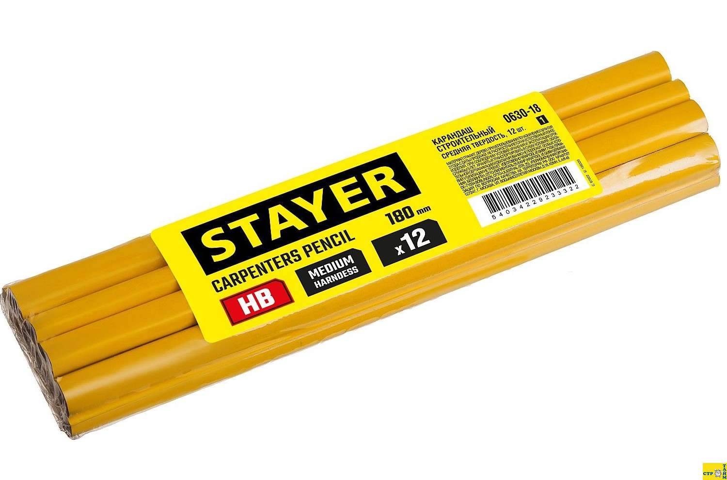 КАРАНДАШ плотника STAYER (1 шт.) HB 180 мм MASTER 0630-18-z01