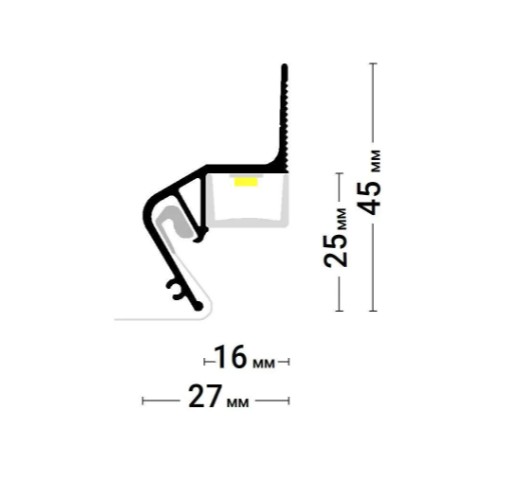 ПРОФИЛЬ FLEXY Fly 02 (2,0 м) ЧЕРНЫЙ парящий под вставку Флекси флай 02