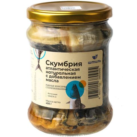 СКУМБРИЯ АТЛАНТИЧЕСКАЯ, ФИЛЕ В МАСЛЕ, НАТУРАЛЬНАЯ, СТЕРИЛИЗОВАННАЯ, СТ.Б. 450 ГР, МУРМАНСК