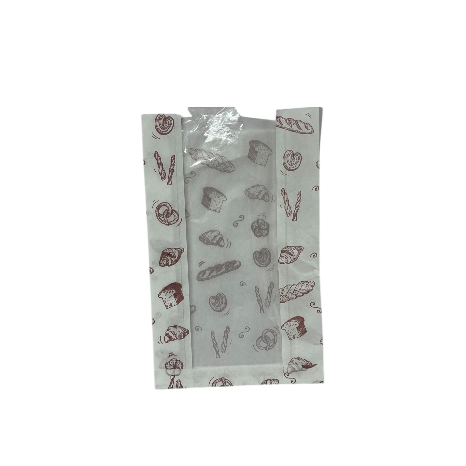 Пакет бумажный с рисунком Хлеб 325*200*65мкм с окном 110мм влагопрочный белый