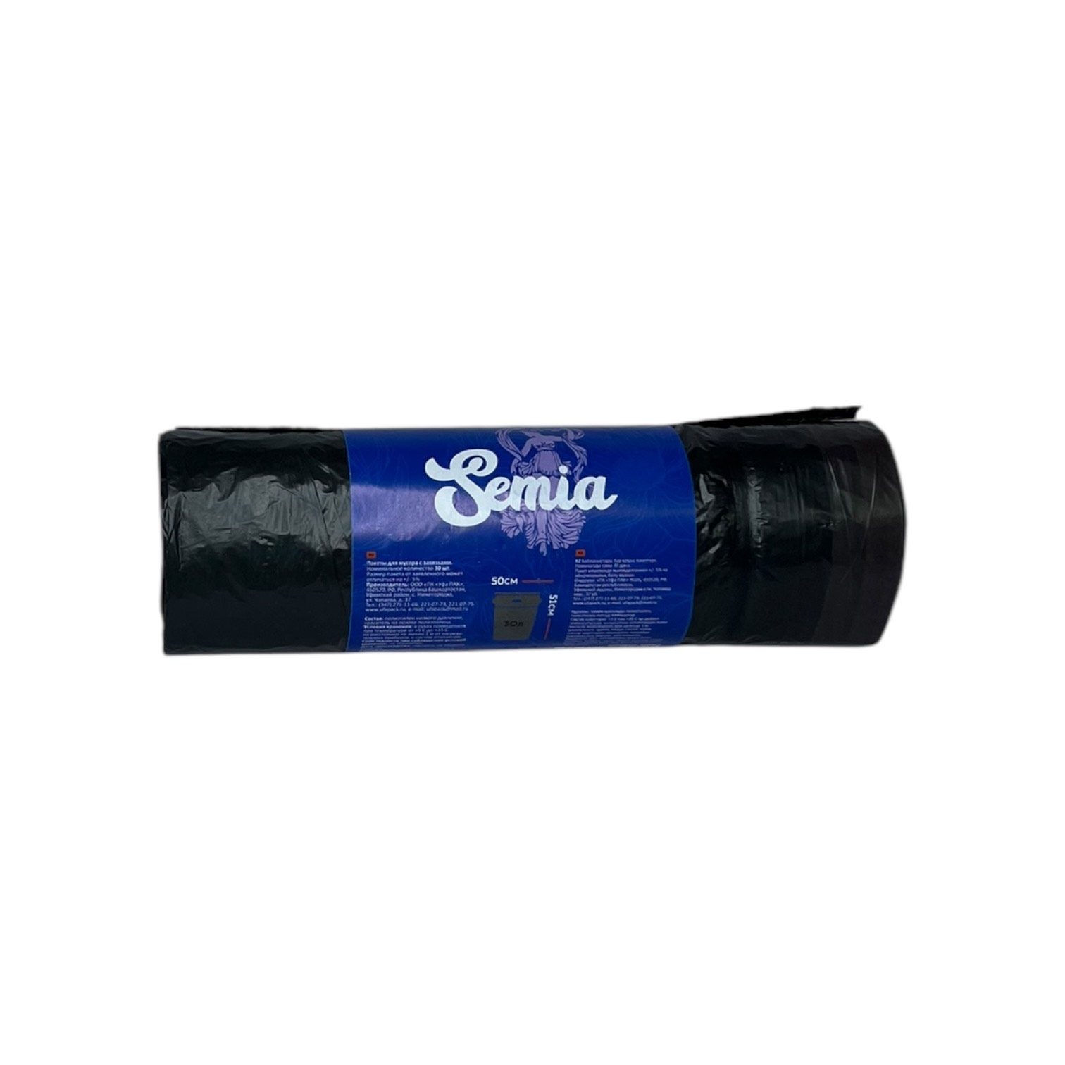 Мусорные мешки с завязками Semia 30л 30шт/рул