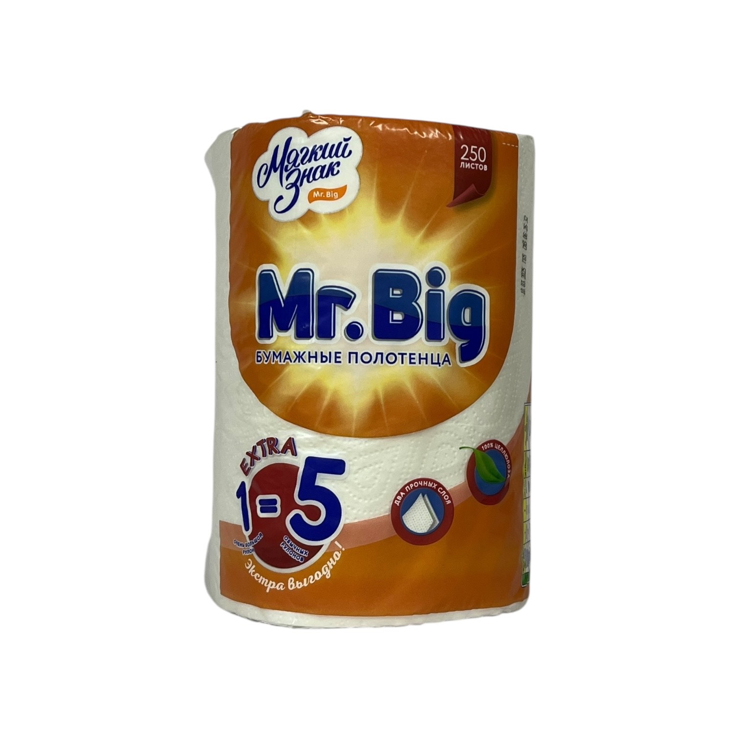 Полотенца бумажные Mr. Big 2-слой, 5в1 Мега 250 листов 1рул/упак