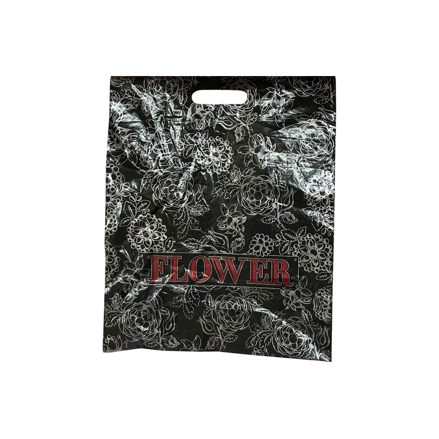 Пакет 38*48 Flower Черный с выруб. ручкой 1шт