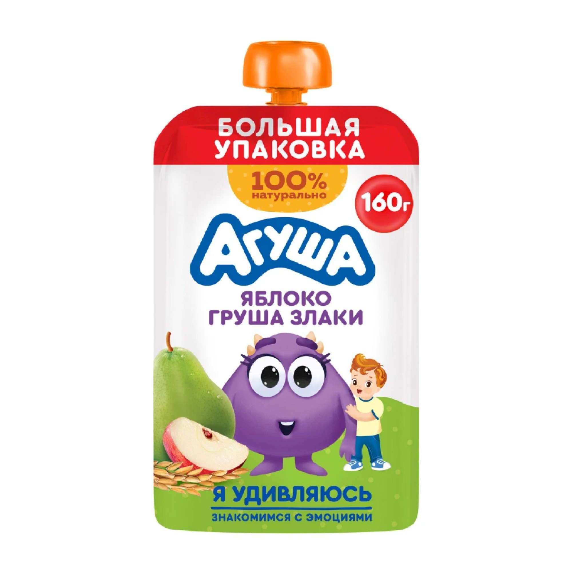 Пюре фруктовое Агуша яблоко-груша со злаки 160 гр