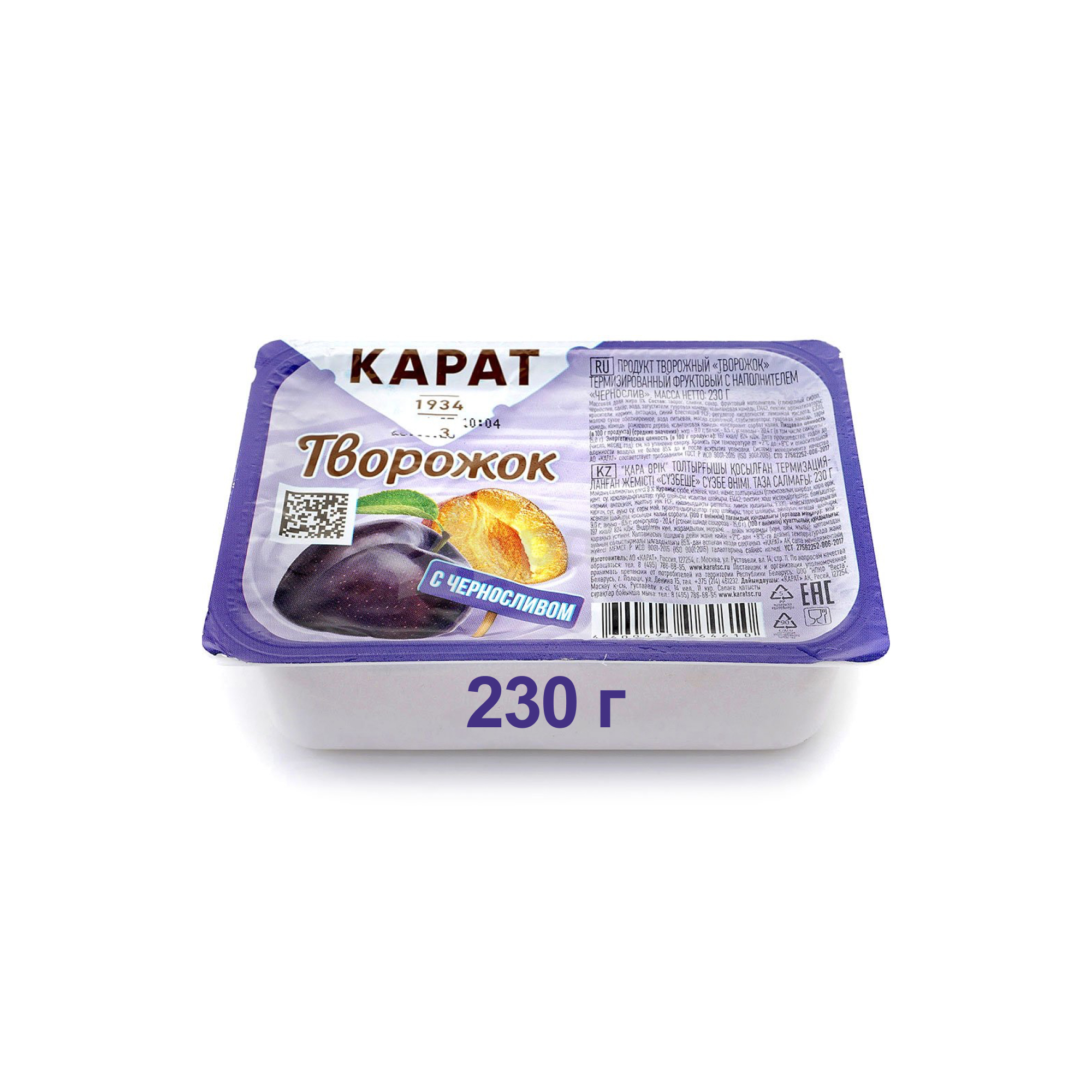 Творожок с черносливом Карат (230 г.)