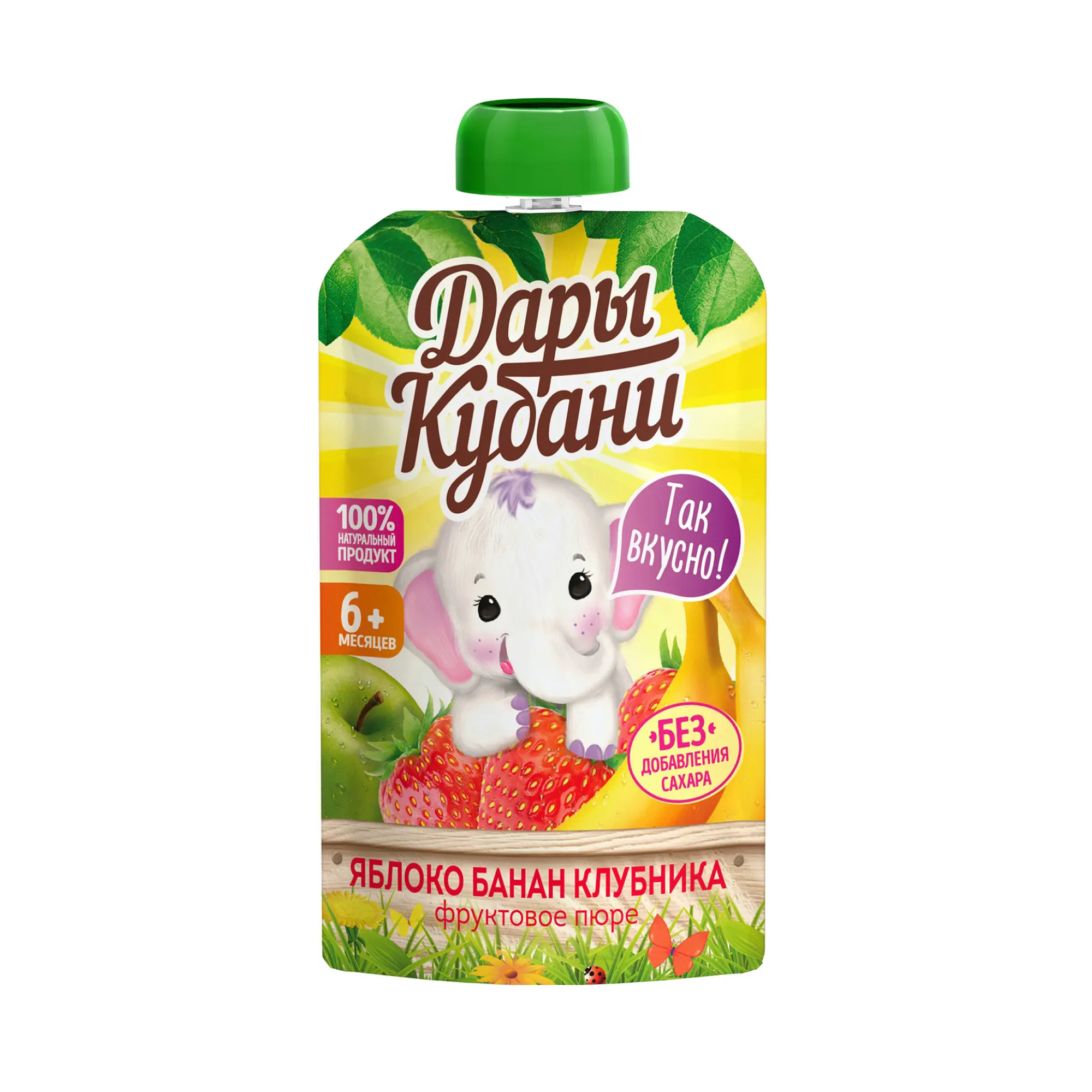 Пюре Дары Кубани яблоко-банан-клубника с 6 месяцев 90 гр