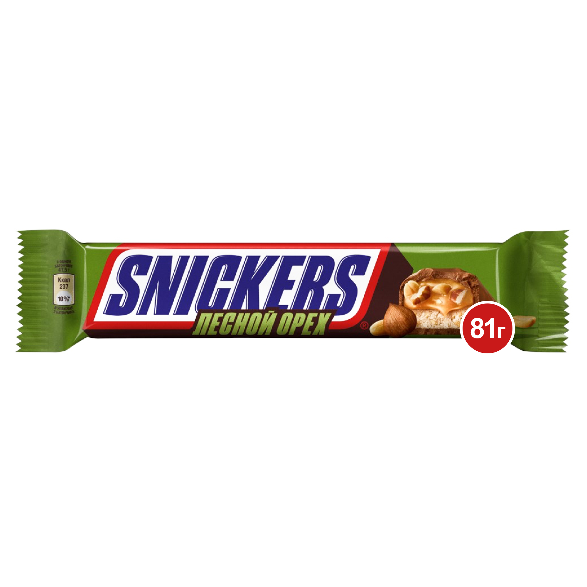 Батончик Snickers шоколадный, лесной орех, 81 г