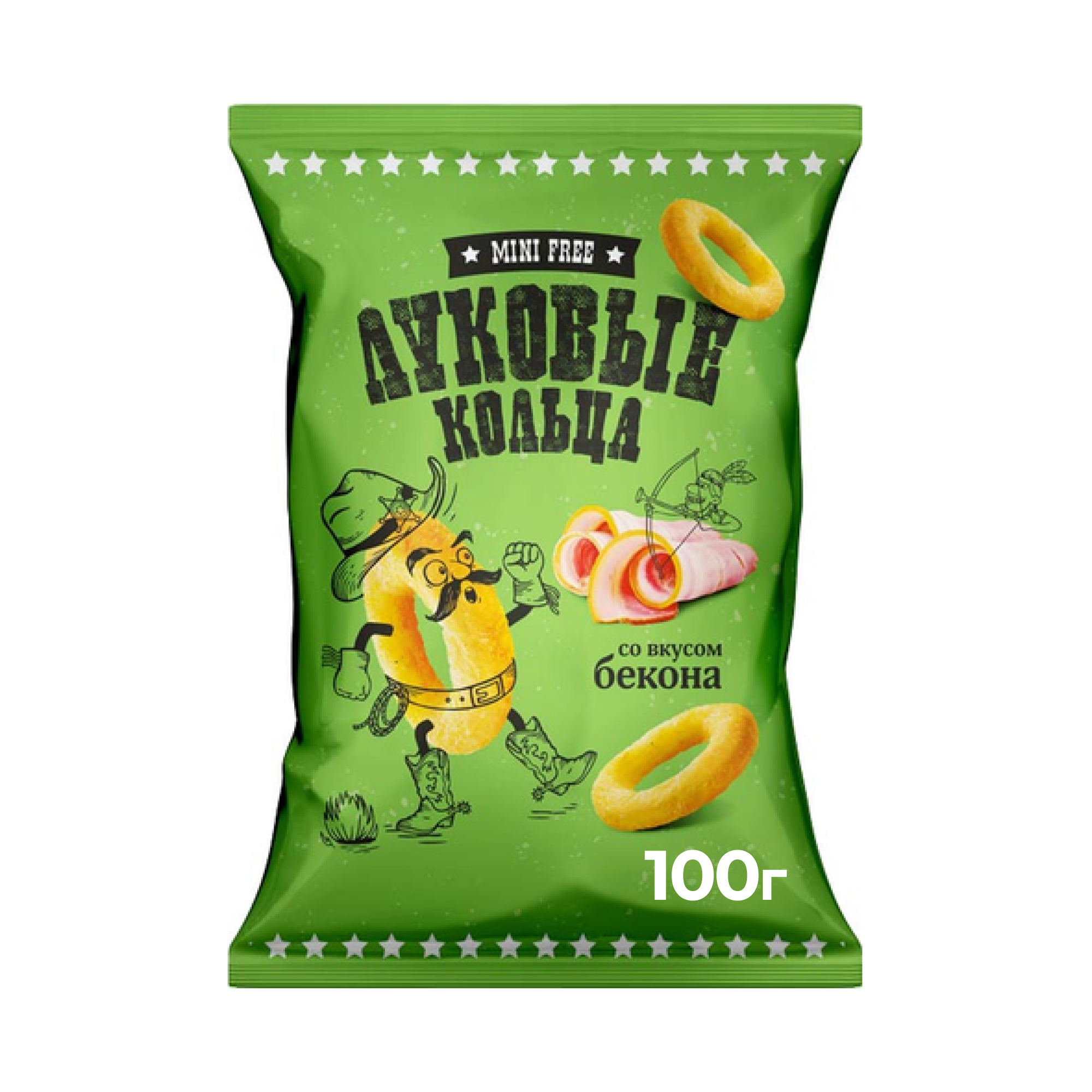 Mini Free, луковые кольца со вкусом бекона, 100 г
