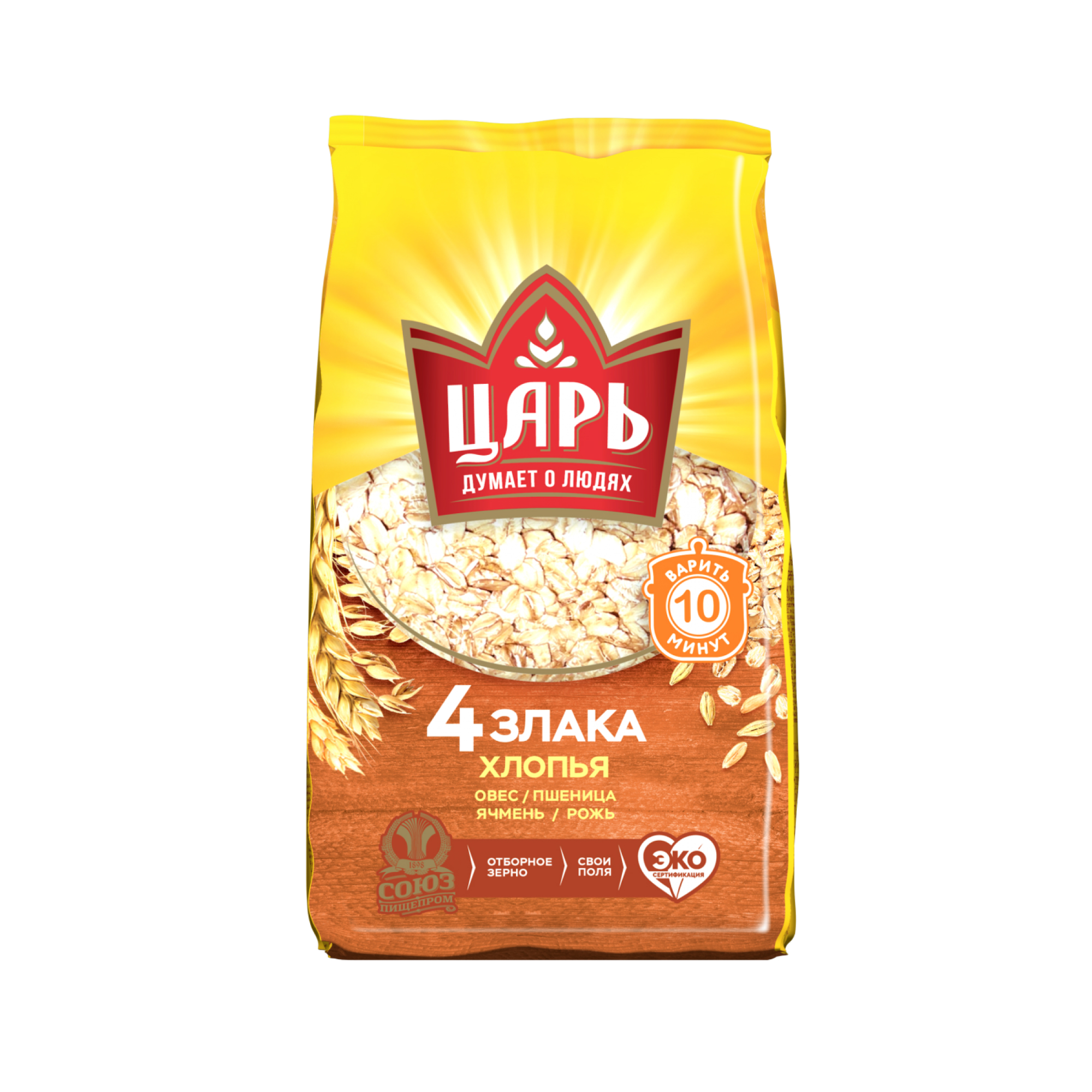 Хлопья Царь из 4-х злаков  в пакете 400 гр