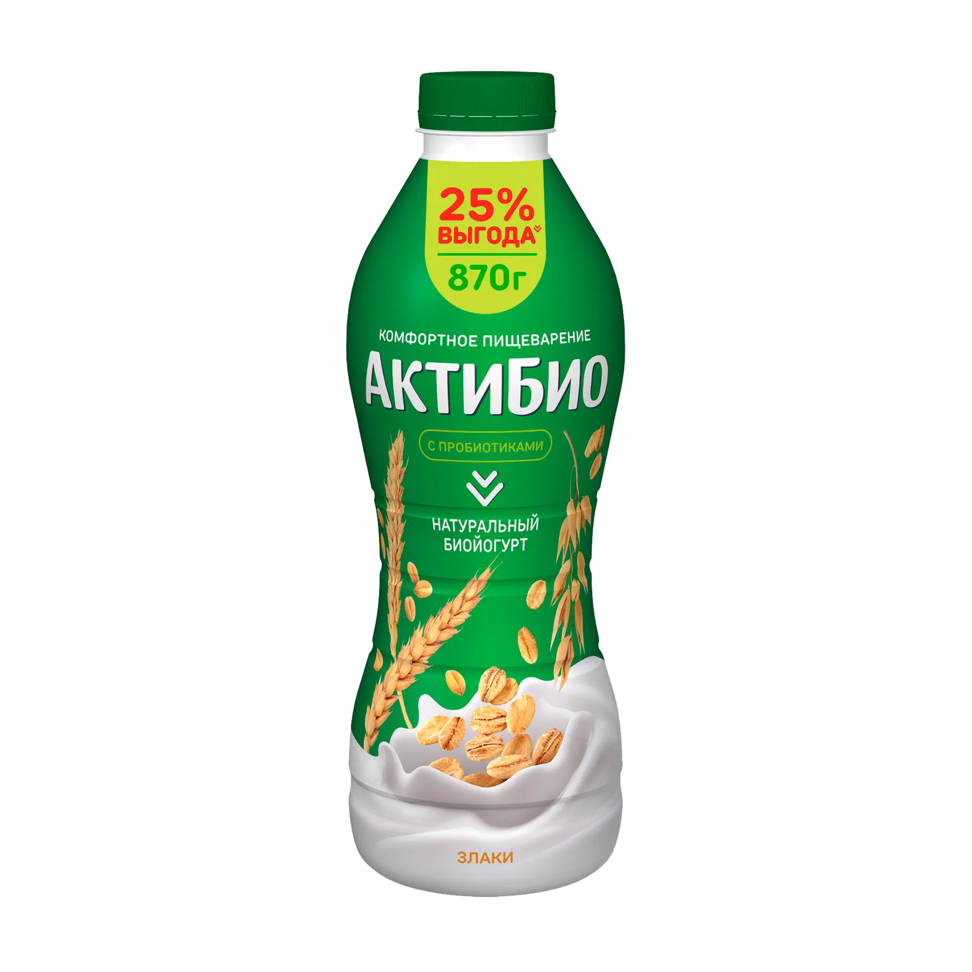 Йогурт АктиБио питьевой, со злаками, 1,6% (870 г.)