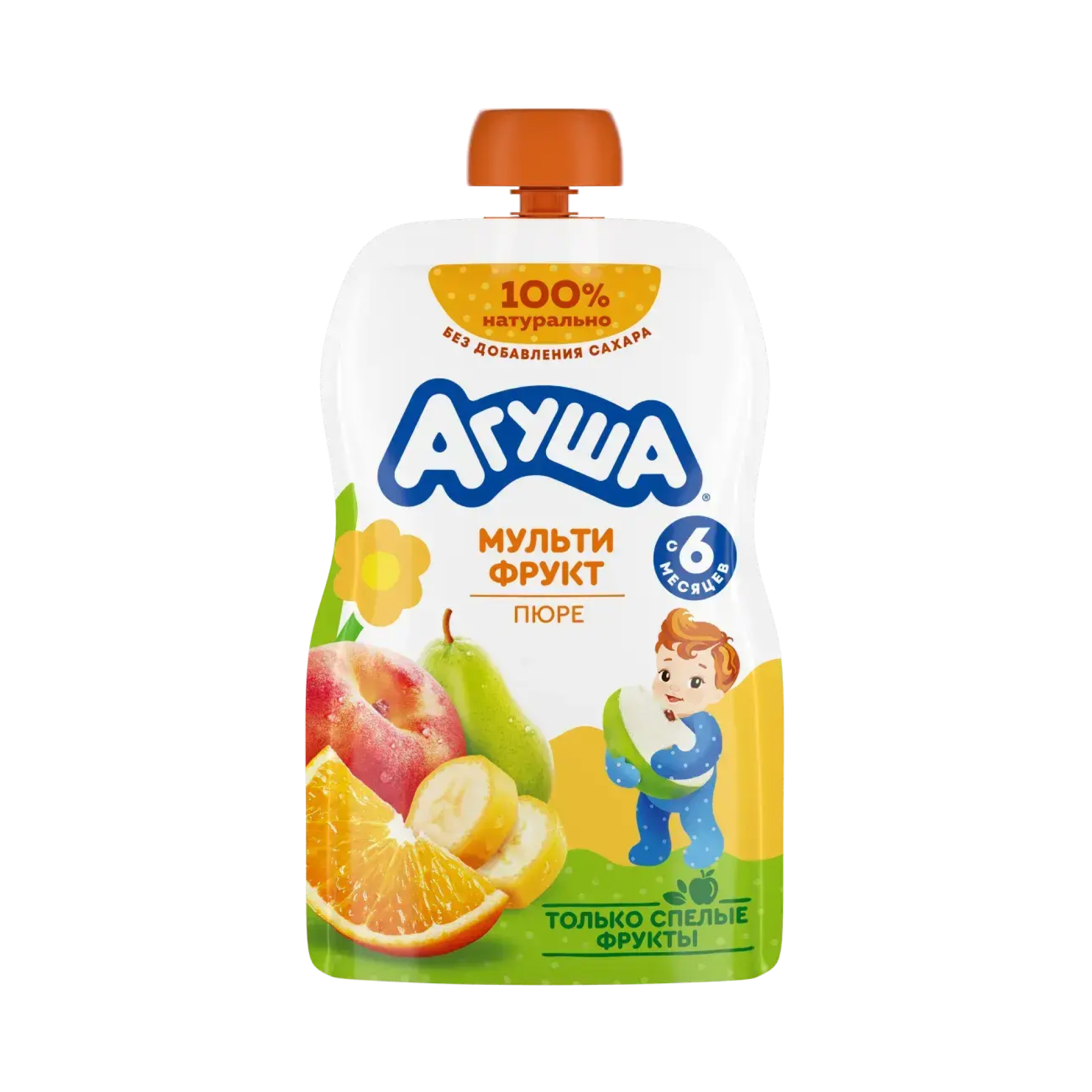 Пюре Агуша мультифрукт с 6 мес., 90 гр