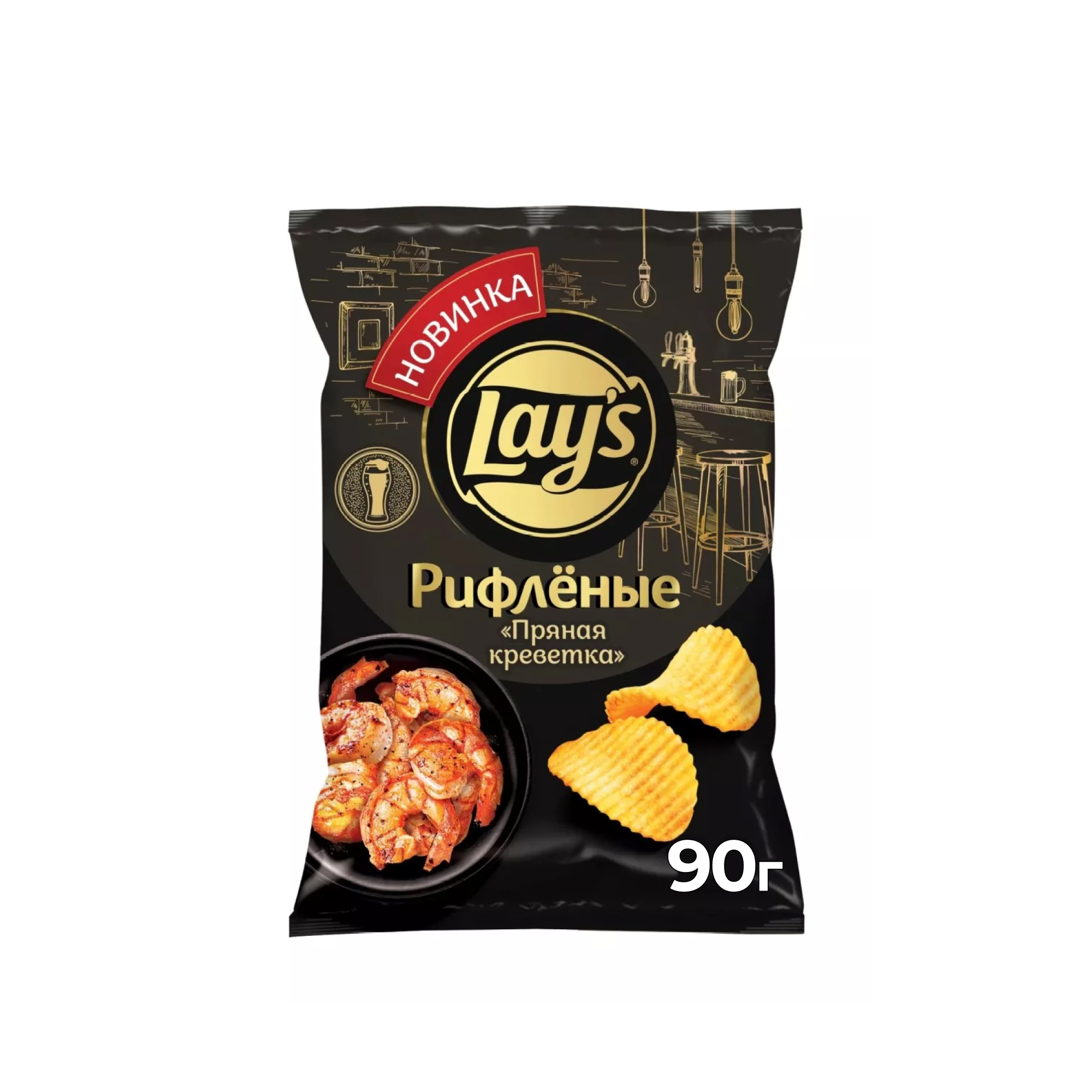 Чипсы Lay's, рифлёные, пряная креветка, 90 г