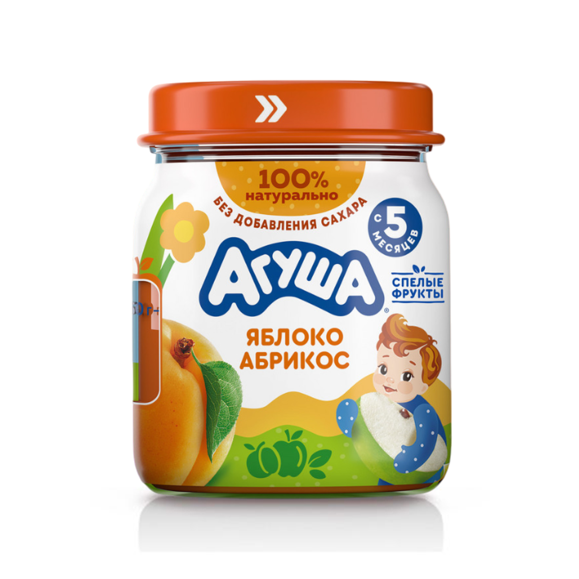 Пюре фруктовое «Агуша» Яблоко-абрикос  с 5 мес., 100 гр