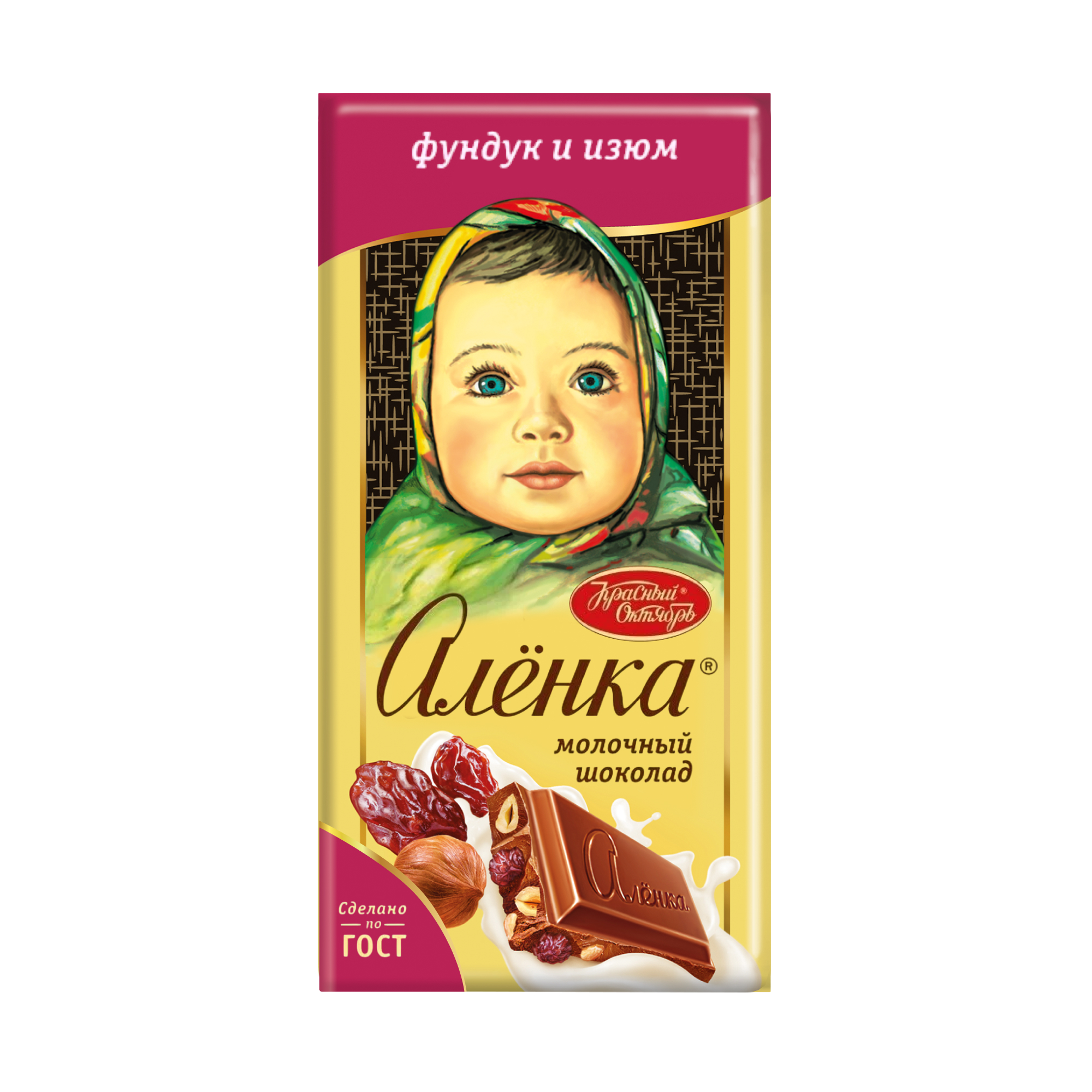 Шоколад молочный Аленка фундук-изюм 90 г