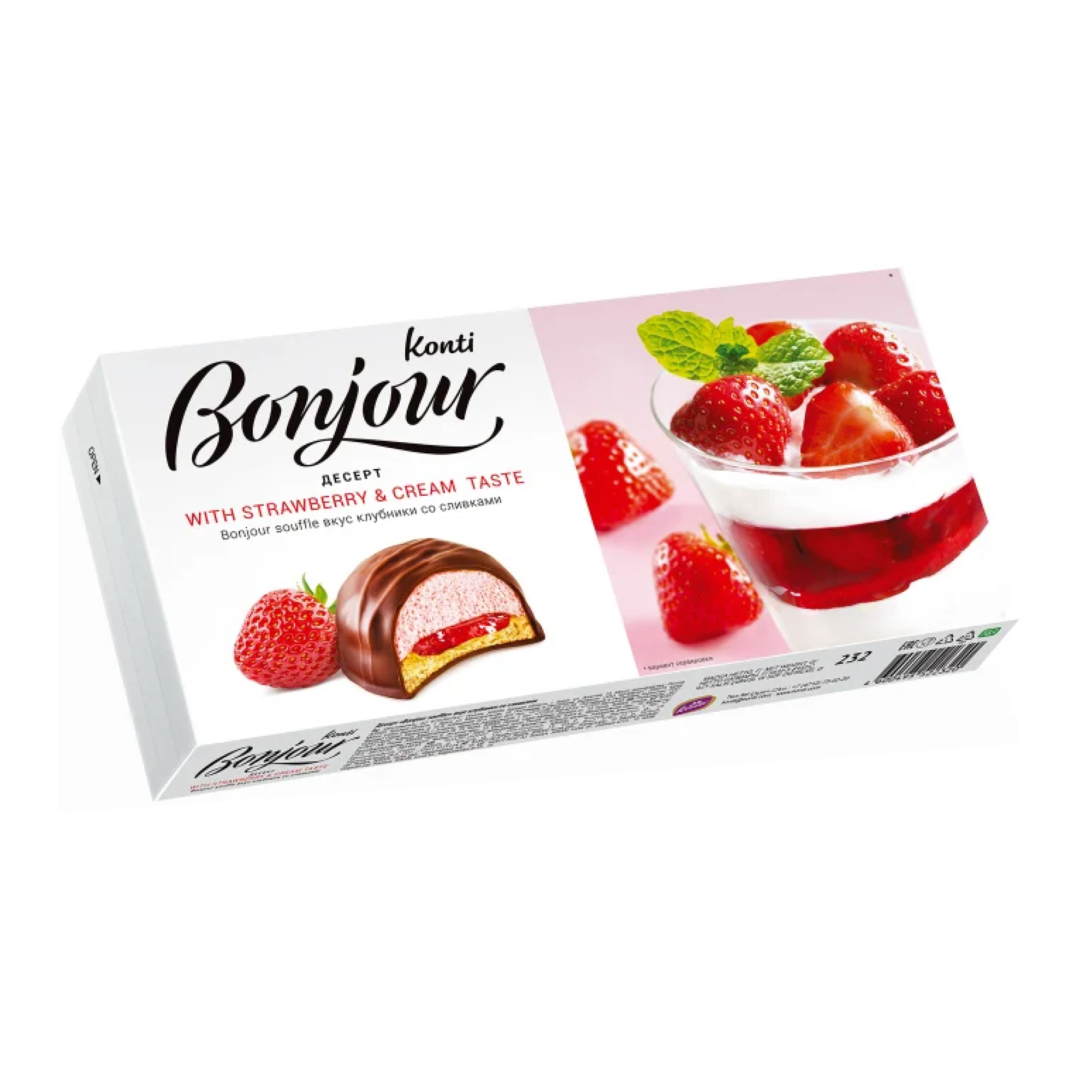 Десерт bonjour souffle Konti клубника со сливками 232 г