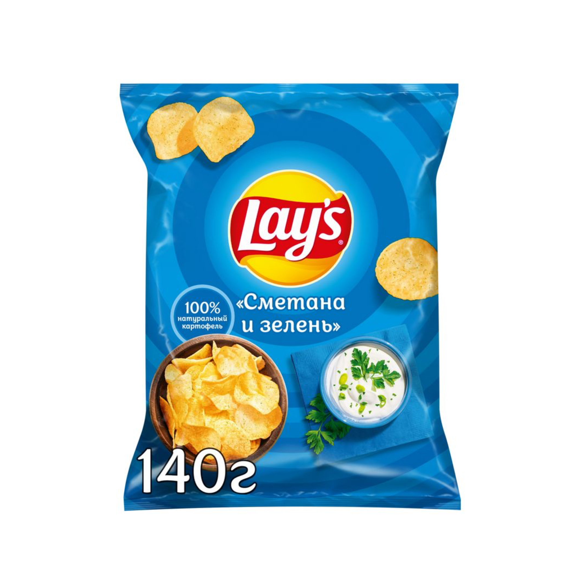 Картофельные чипсы Lay's Сметана и зелень 140 г