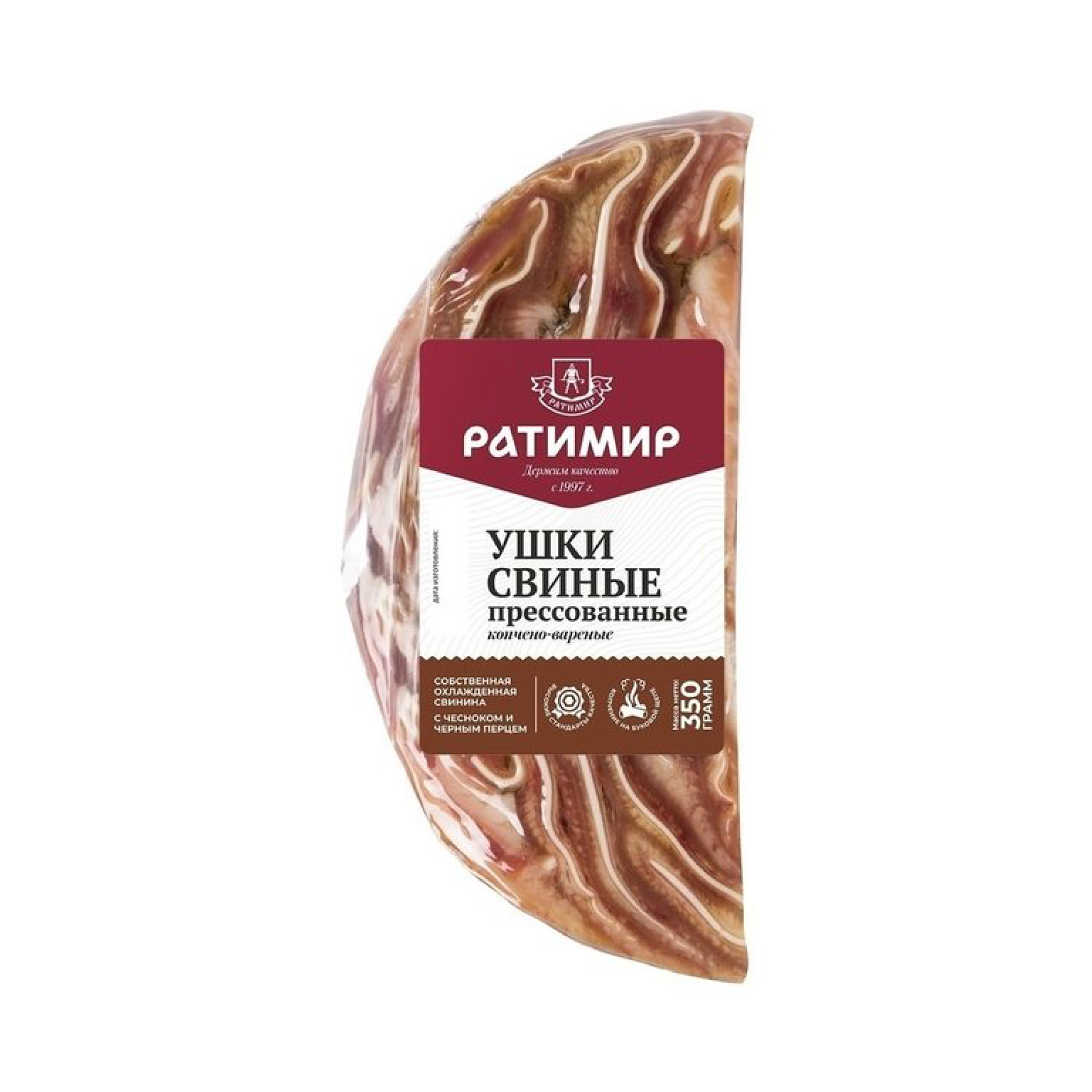 Ушки копчено-вареные Ратимир свиные прессованные 350 г