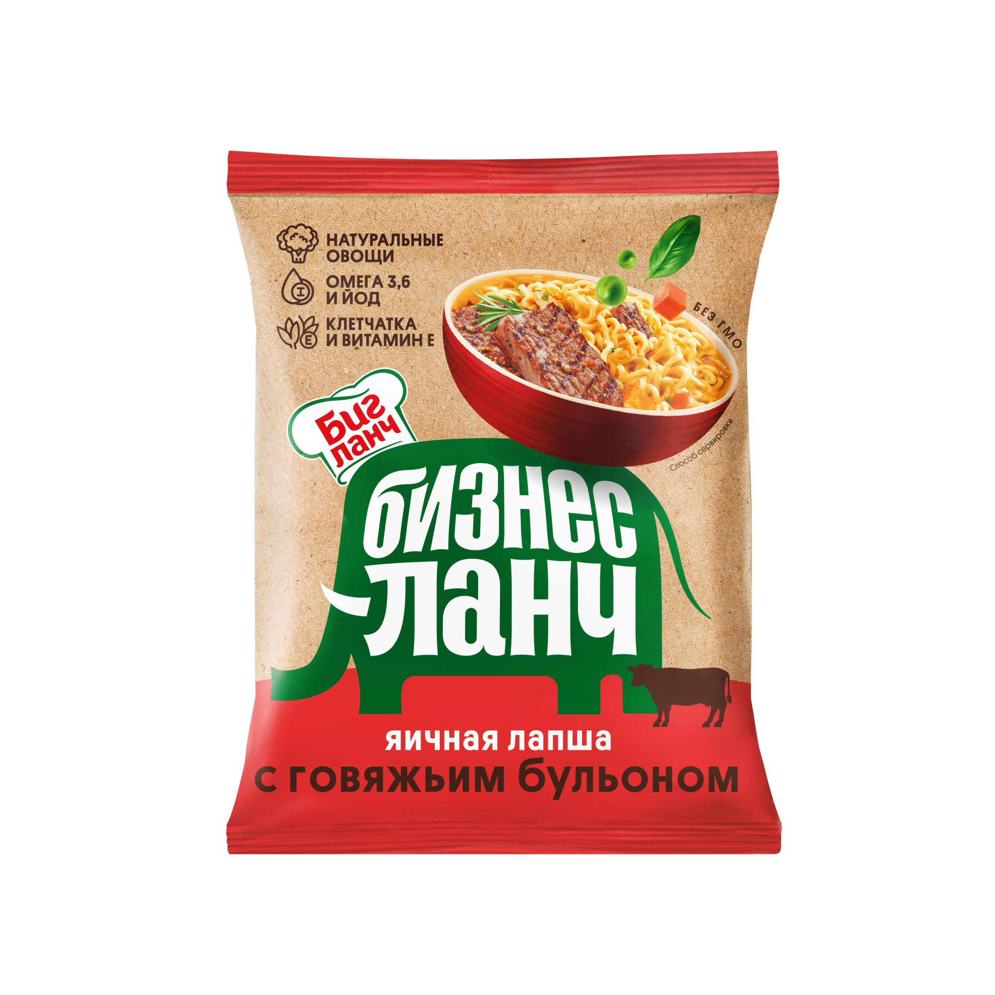 Лапша быстрого приготовления яичная Биг Ланч Бизнес-ланч с говядиной 60 гр