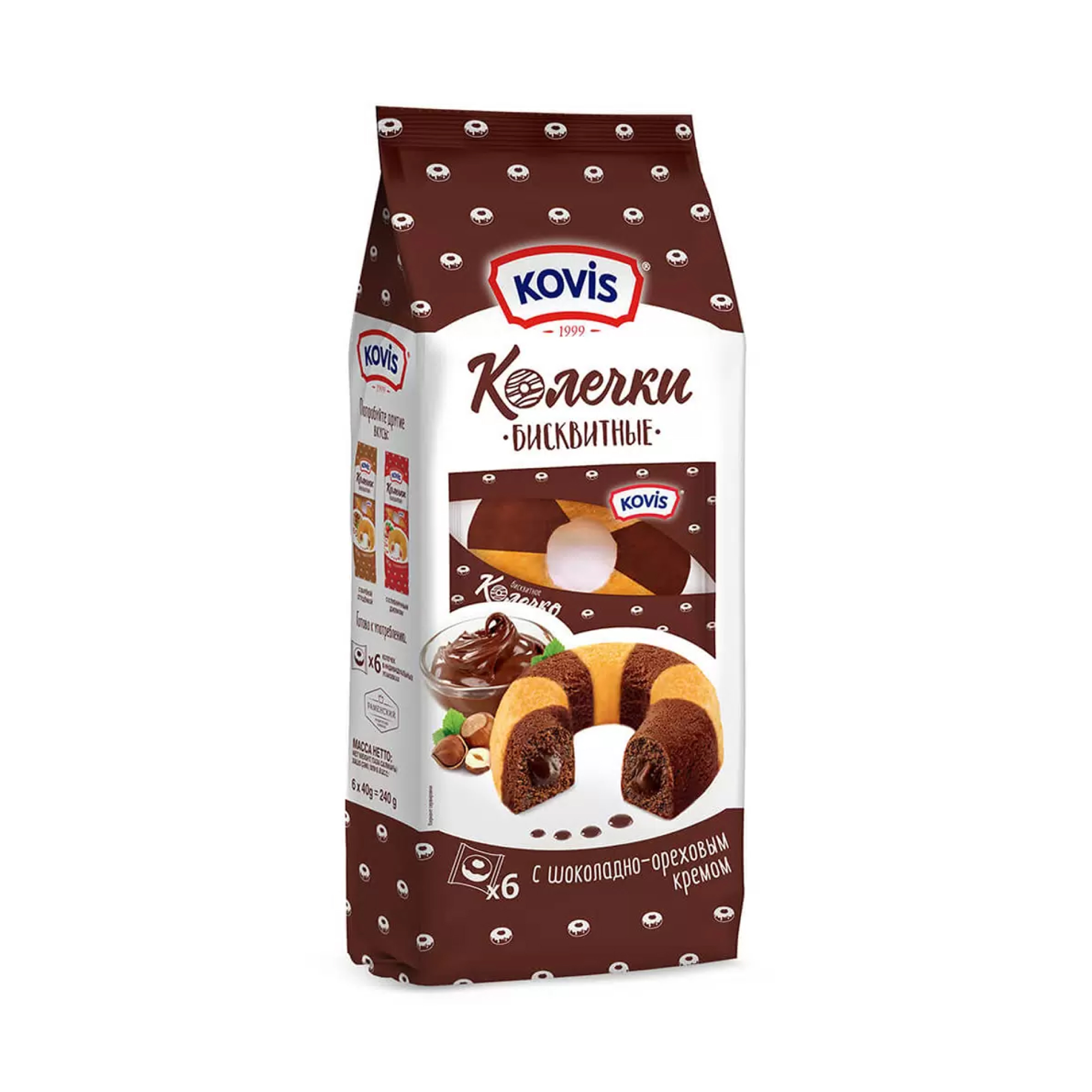 Пирожные Kovis Колечки с шоколадно-ореховым кремом 240г