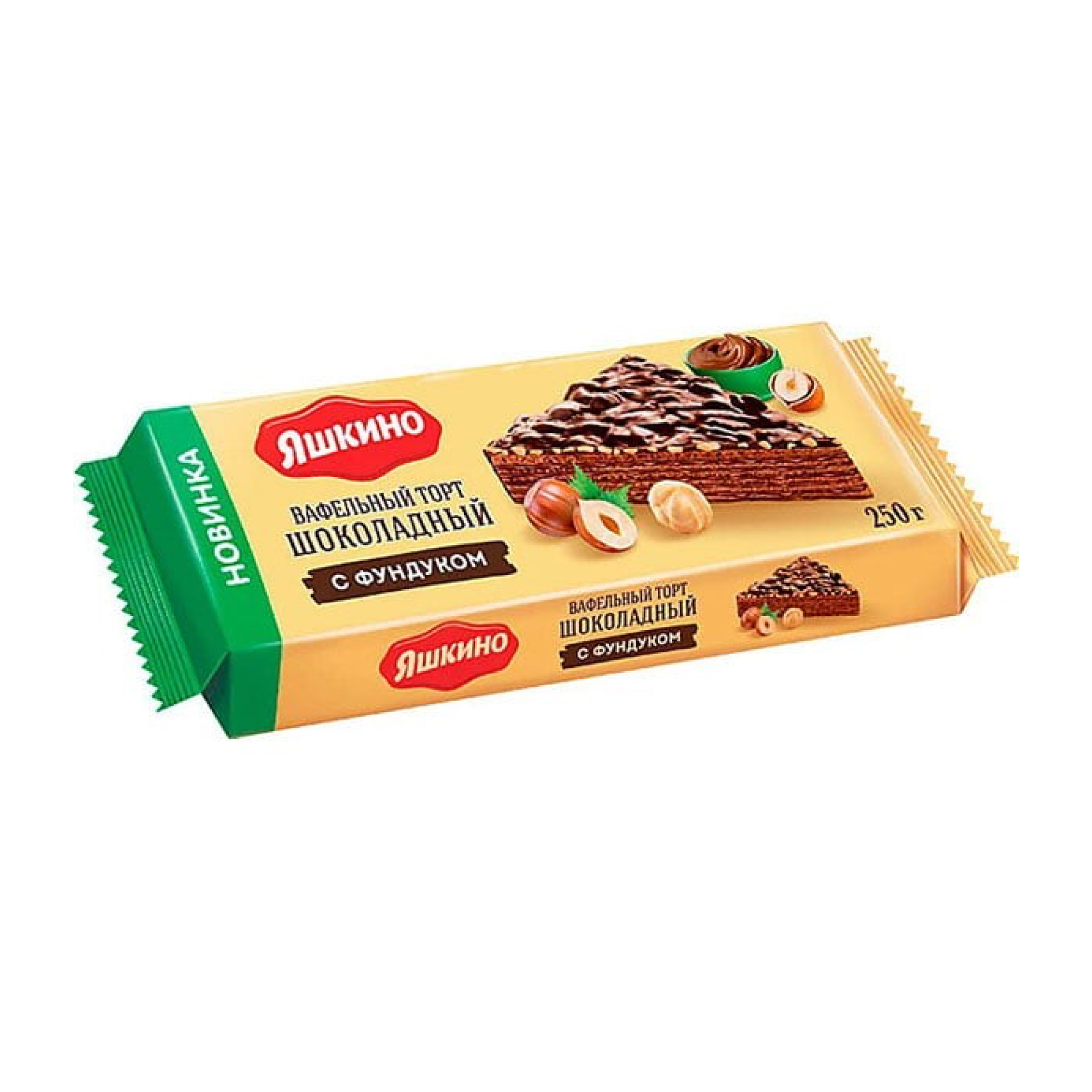 Торт вафельный Яшкино шоколадный с фундуком, глазированный, 250 г // [6]