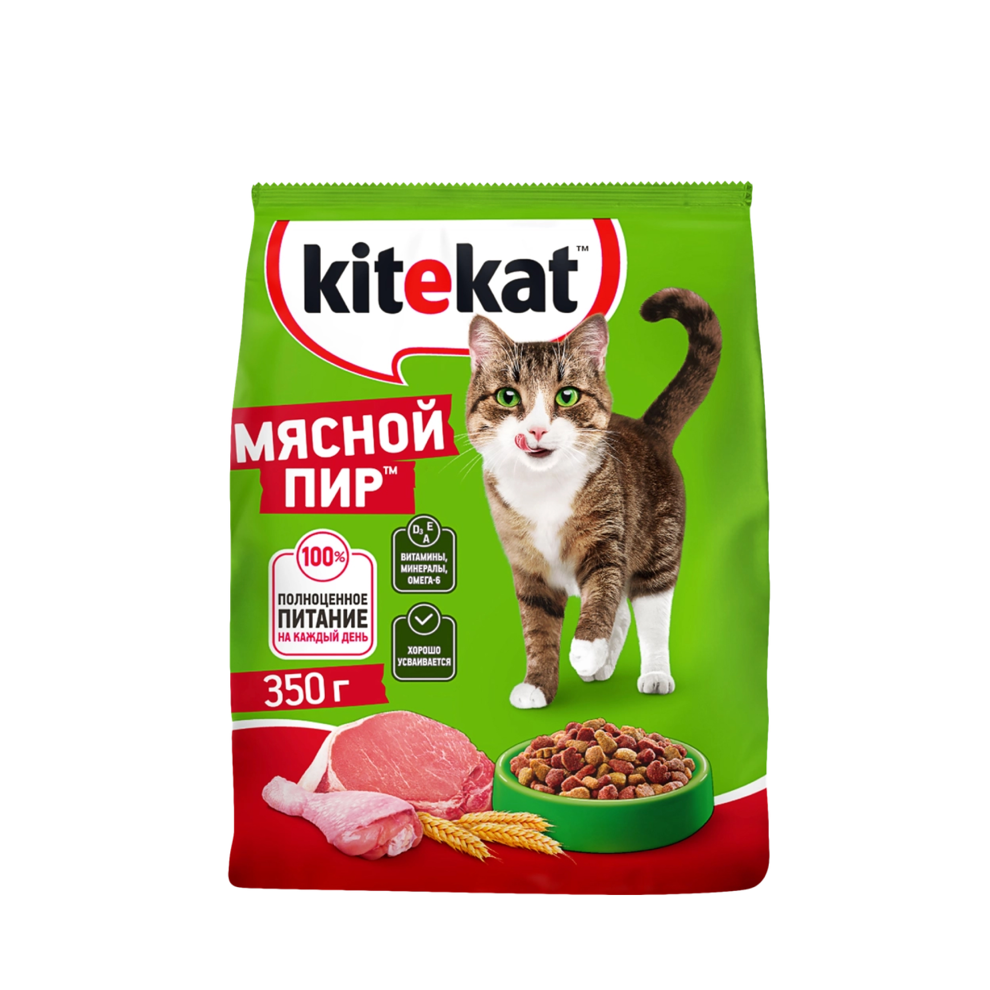 Сухой корм Kitekat для кошек, Мясной пир, 350 гр