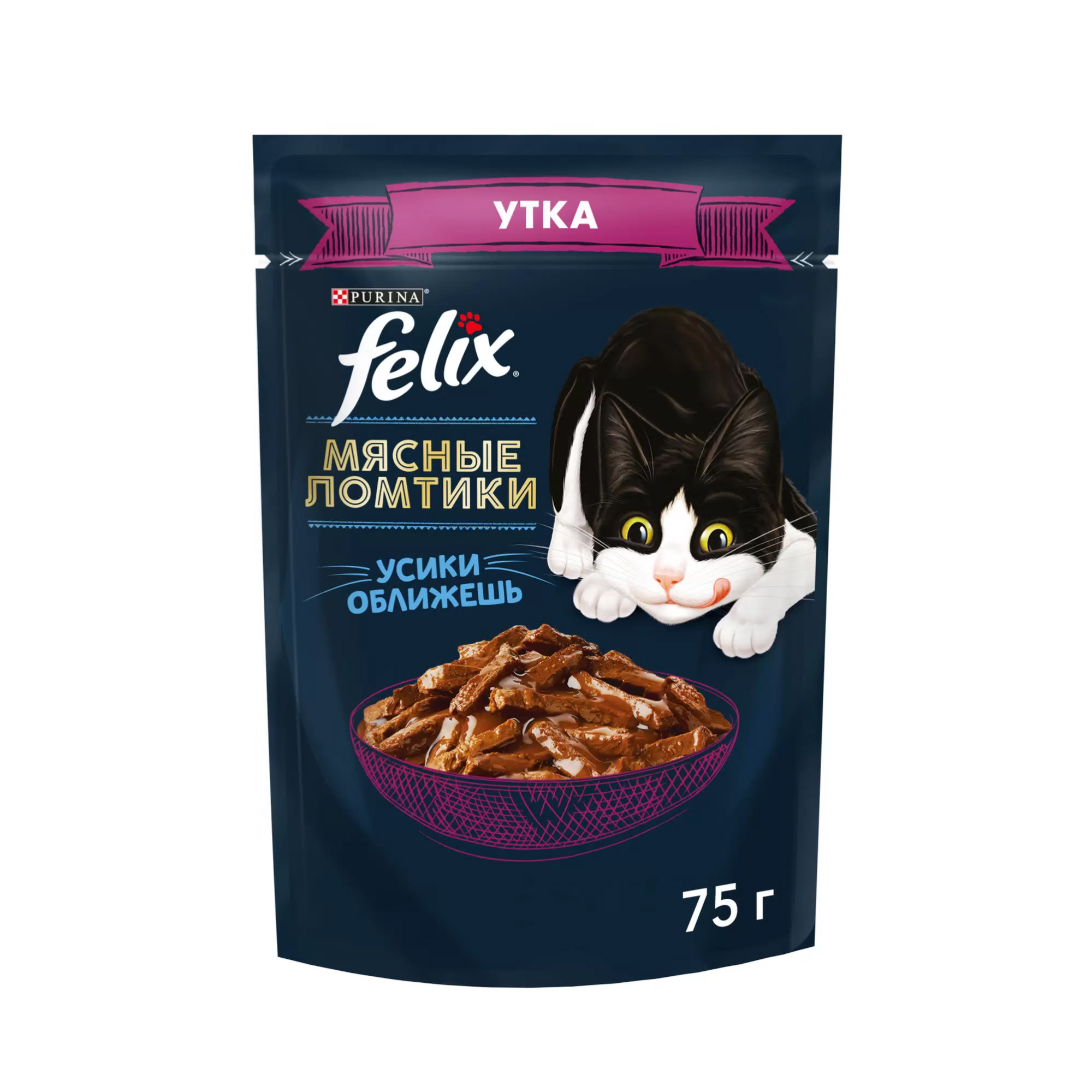 Корм влажный для кошек FELIX Мясные ломтики, утка, 75 гр