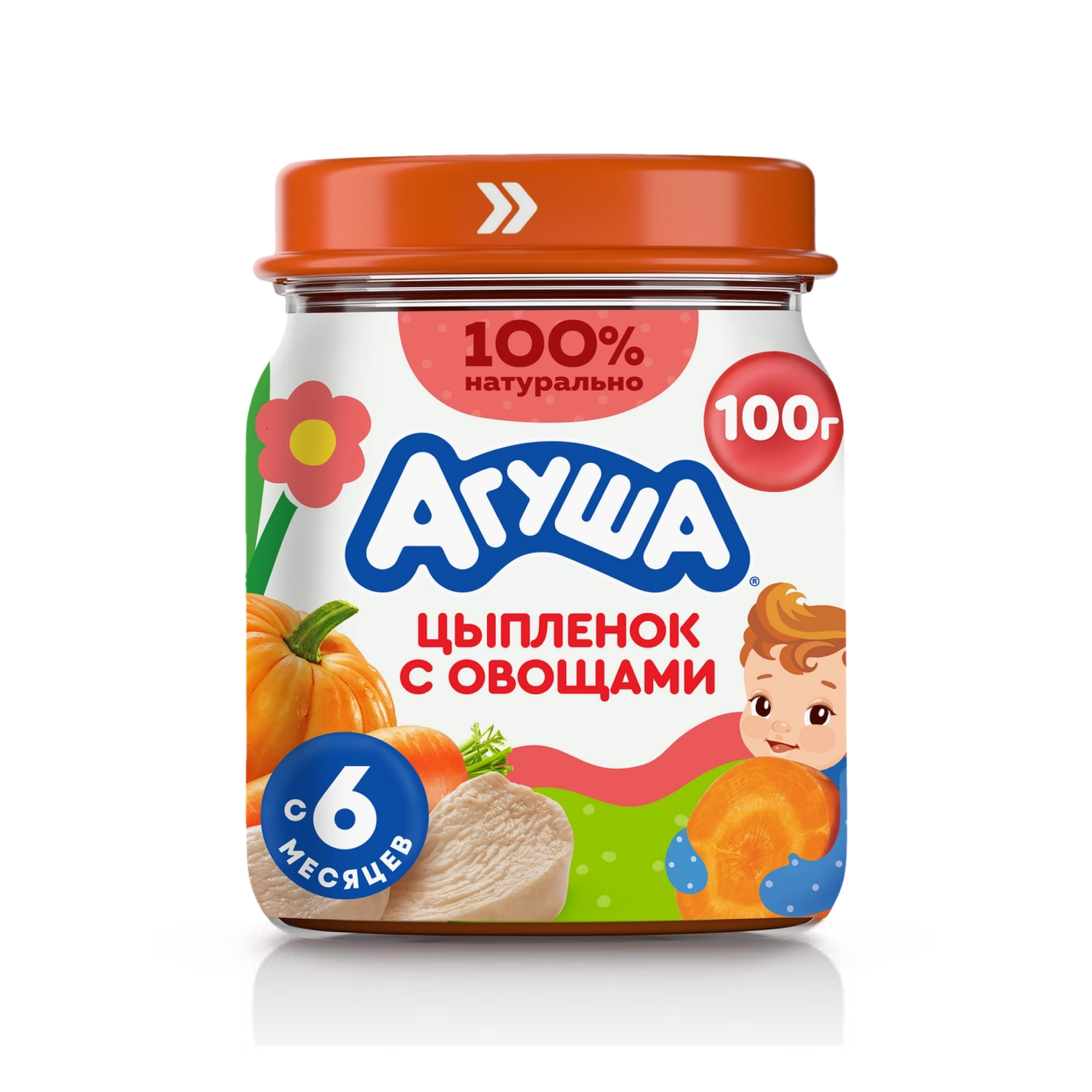 Пюре «Агуша» цыпленок с овощами с 6 мес., 100 гр