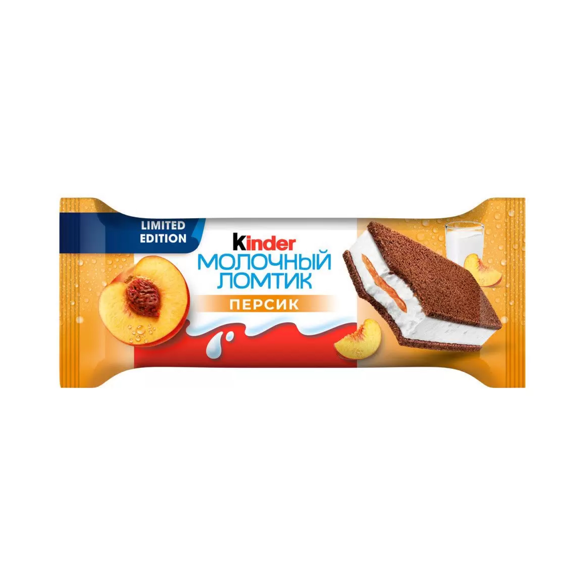 Пирожное Kinder Молочный ломтик, бисквитное, персик (28 г.)
